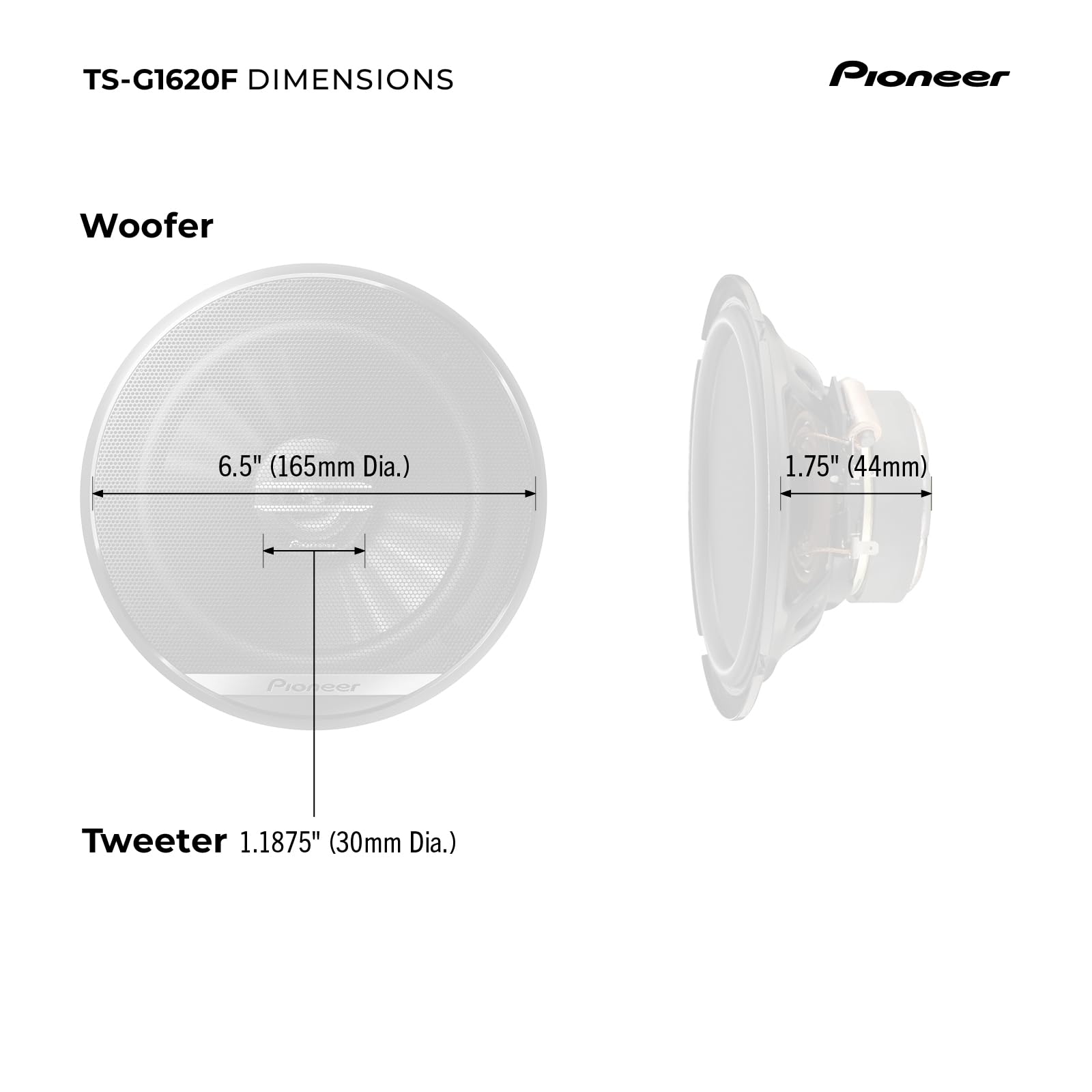 Pioneer 6.5'' 2 Way Full Range Speakers 300 Watts   Pair