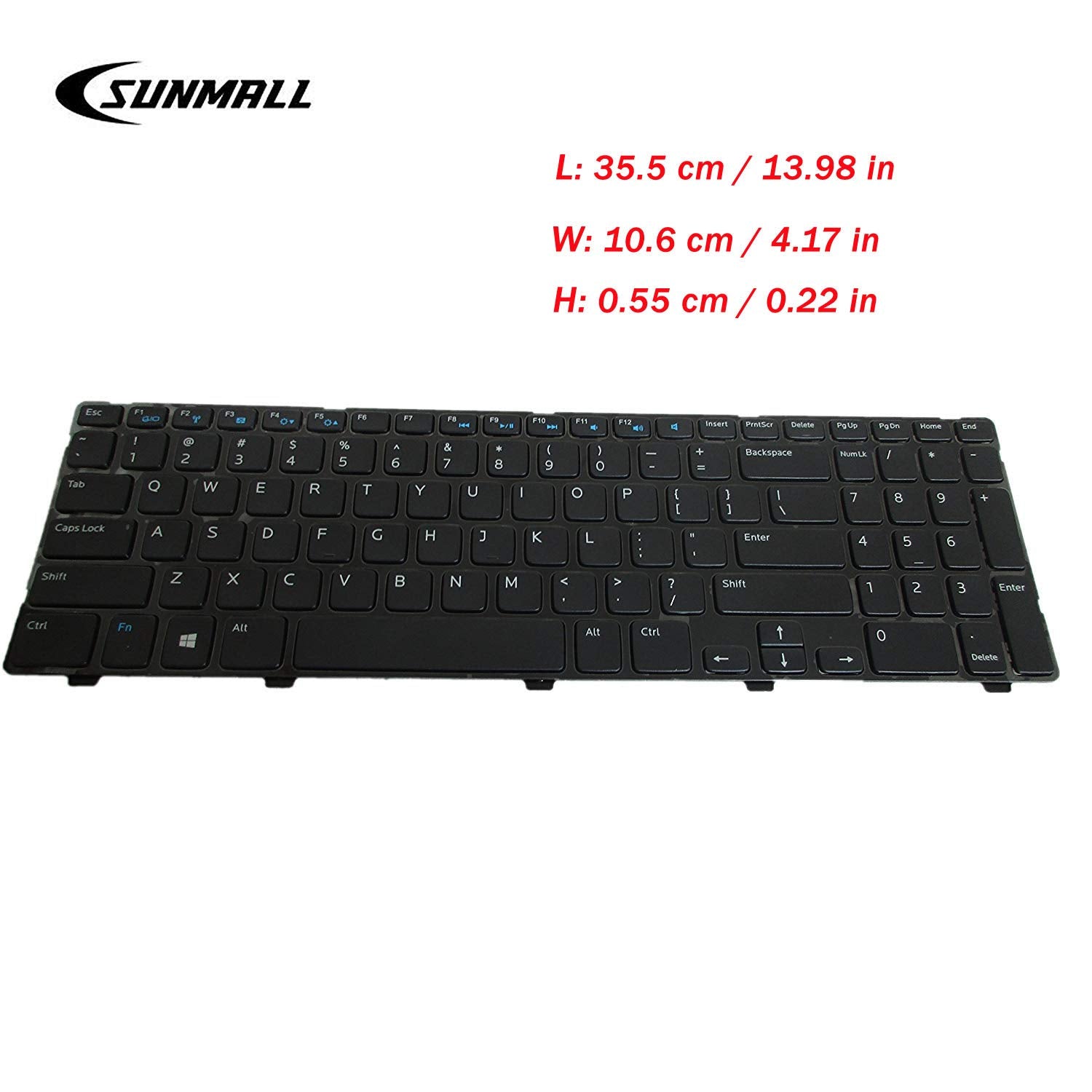 Sunmall Laptop Keyboard Replacement Without Backlit Compatible With Inspiron 15 3521 3537 15V 1316 15R 3521 3537 5521 5528 5537