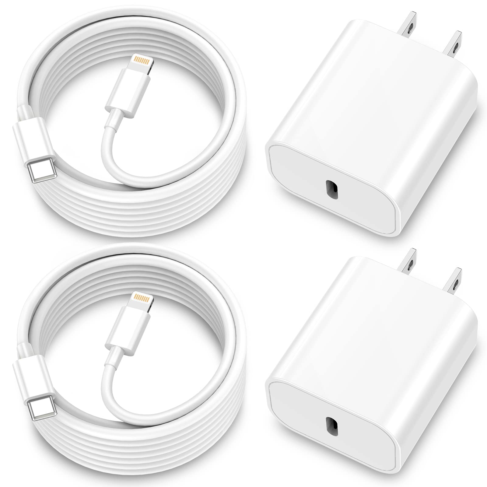 For Iphone Charger Fast Charging, Mfi Certified Usb C Wall Charger With 2Pack 6Ft Usb C To Lightning Cable, For Iphone Cable Fast Charging Compatible With Iphone 14/13/12/12 Pro Max/11/Xs Max/Xr/Ipad