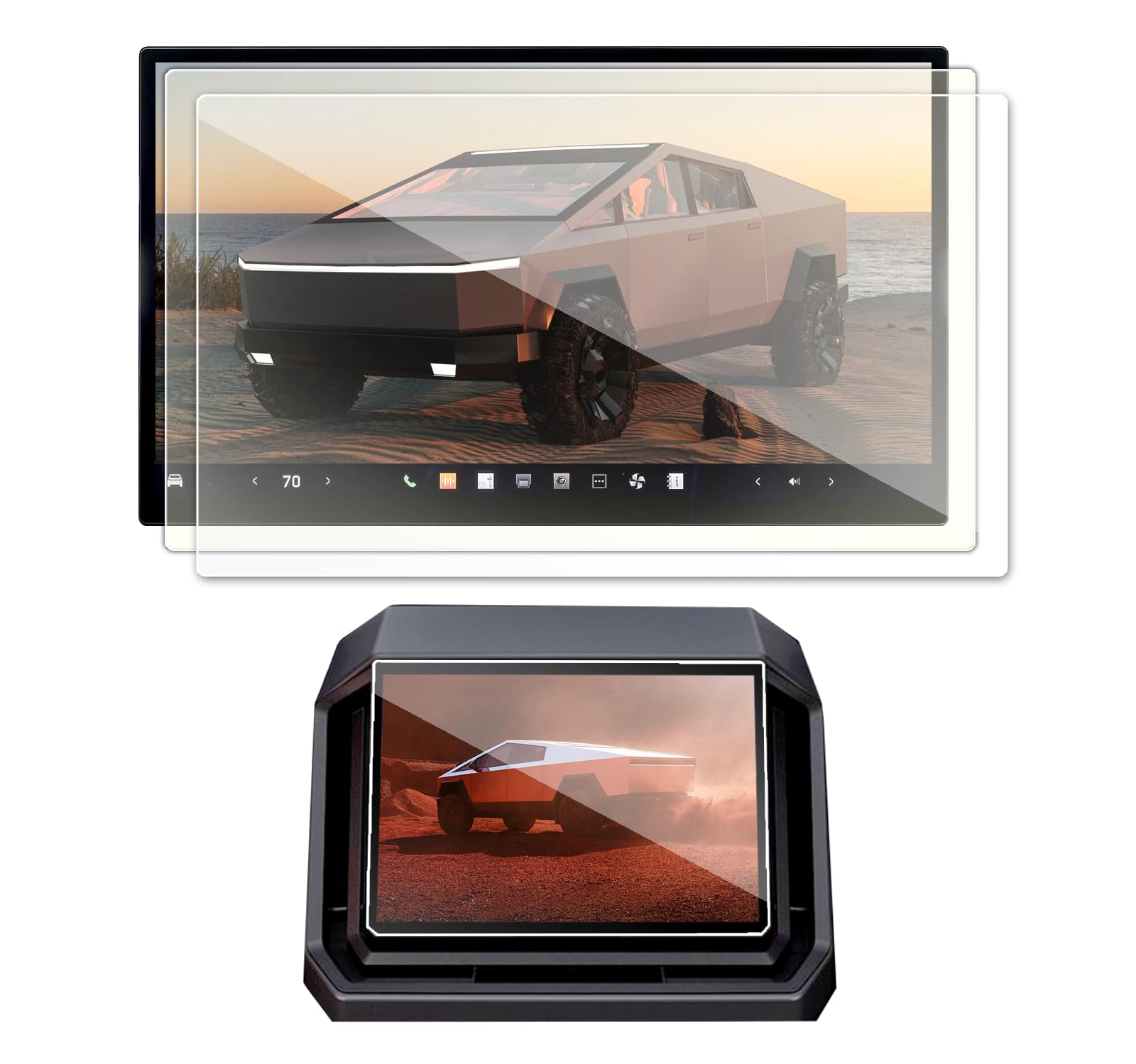 3Pcs Matte&Hd 2024 Tesla Cybertruck Screen Protector Compatible With Cybertruck Tesla 2024 Front & Back Screen Protector 18.5&9.