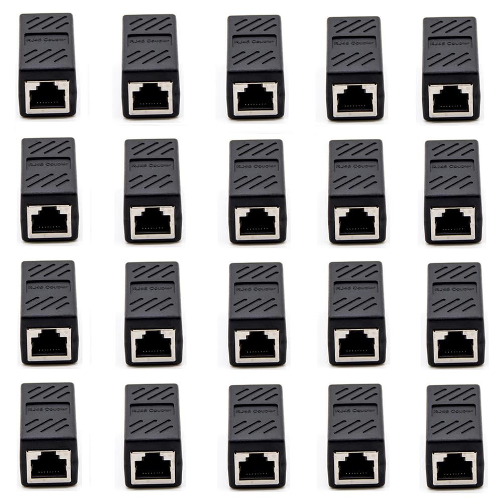 Yoqxhy Rj45 Couplers,In Line Coupler Cat5 Cat5E Cat6 Cat7 Ethernet Cable 8P8C Extender Adapter Female To Female,(20 Pack)