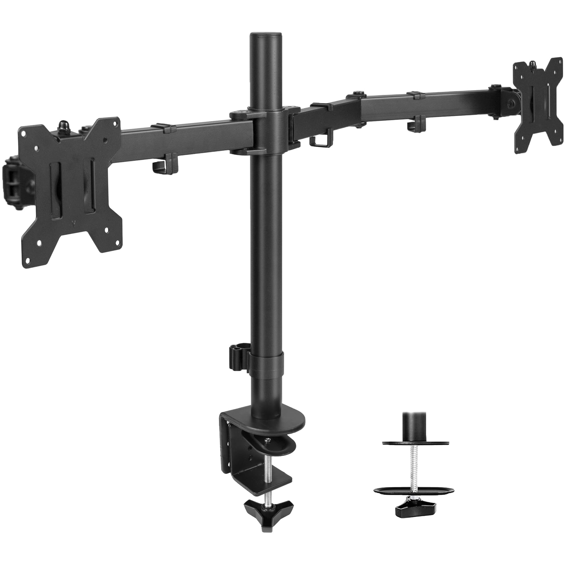 VIVO Dual Monitor Desk Mount, Heavy Duty Fully Adjustable Stand, Fits 2 LCD LED Screens up to 32 inches and 22 lbs Each, Black, STAND V032