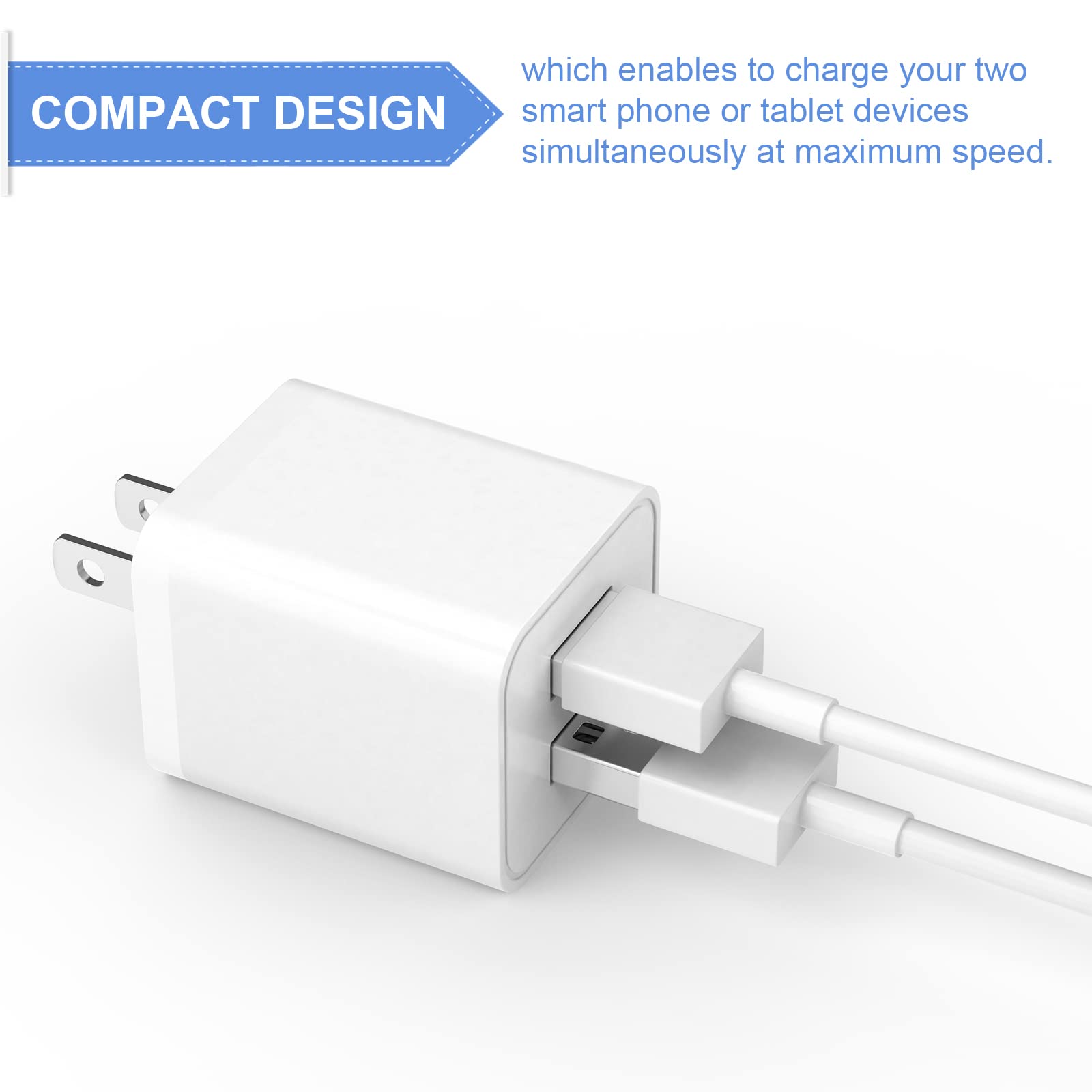 6Pack Usb Wall Charger, Igenjun 2.4A Phone Charger Dual Usb Port Cube Power Plug Adapter Fast Wall Chargers Block Compatible With Iphone 16/16 Pro/15/15 Pro, Samsung Galaxy, Pixel, Lg, Android White