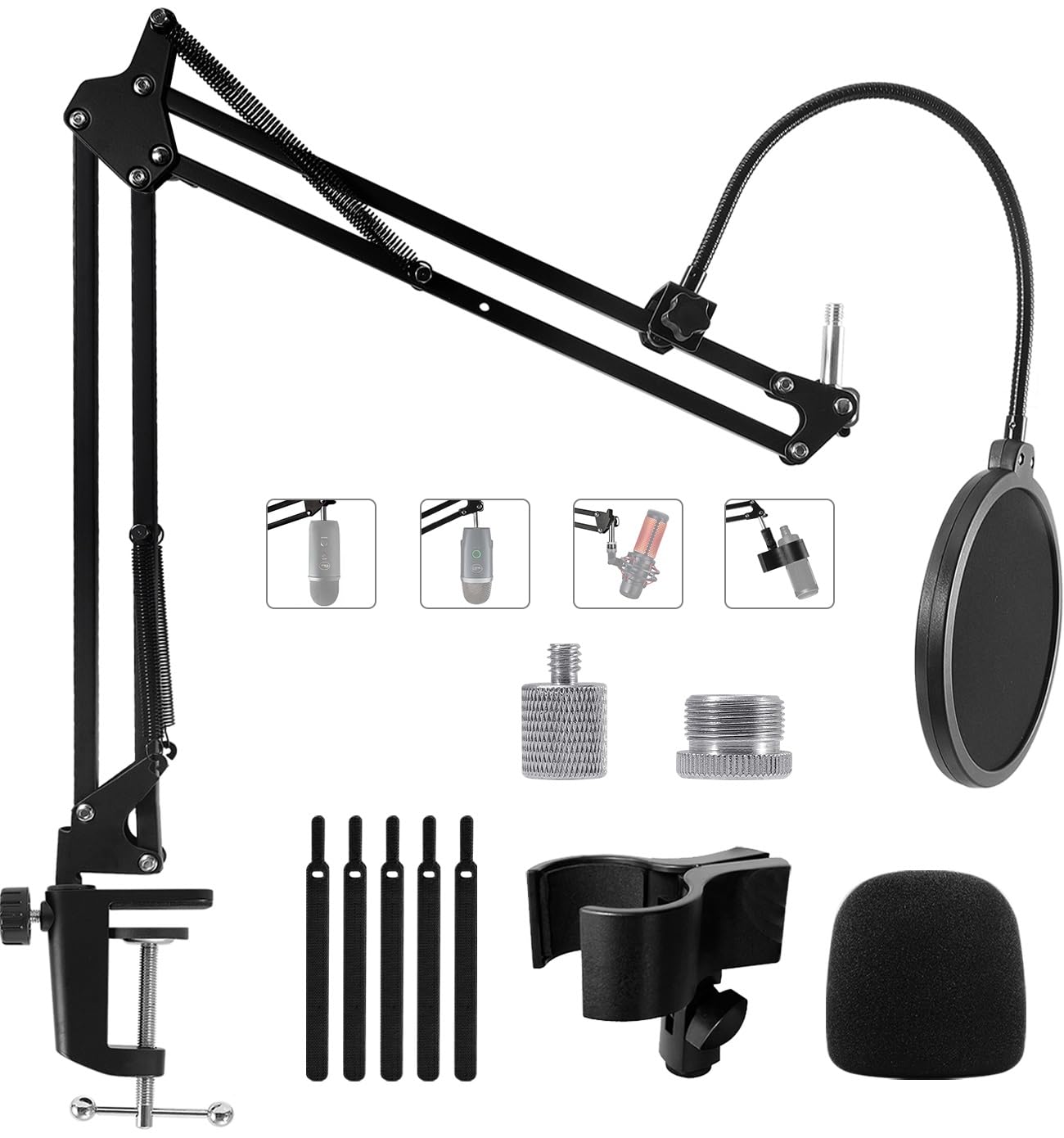Boom Arm Mic Stand For Blue Yeti, Yeti Nano, Hyperx Quadcast, Snowball And Other Microphone, Adjustable Suspension Boom Arm Desk