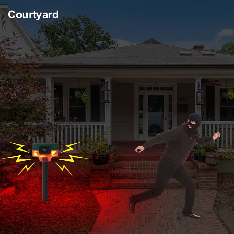 Solar Outdoor Motion Sensor Alarm,With Upgraded 360 Motion Detector Alarm, 129Db Loud Siren, And Remote Keep Unwanted Explorers