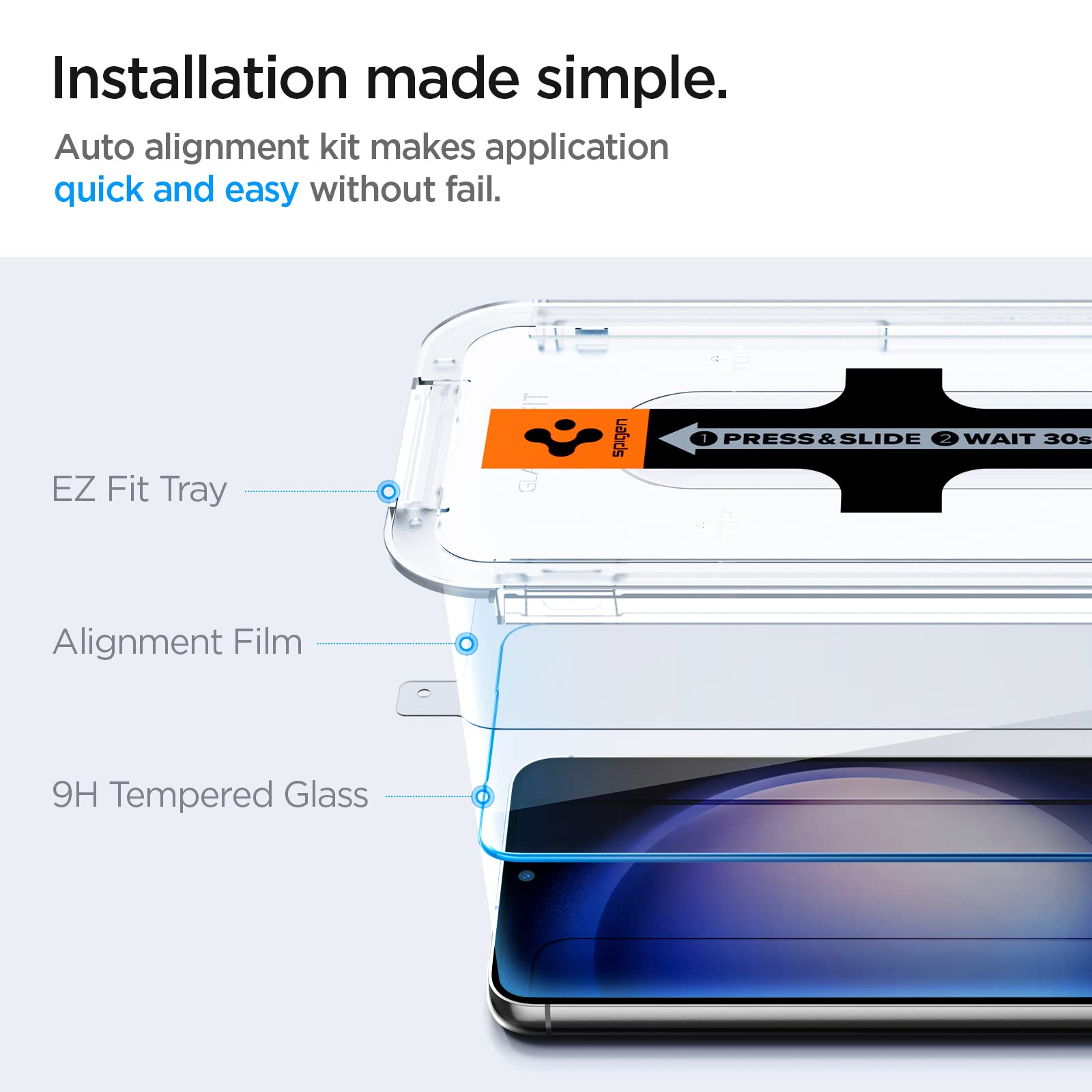 Spigen Tempered Glass Screen Protector [Glas.Tr Ez Fit] Designed For Galaxy S23 Plus (2023) [Case Friendly] - 2 Pack