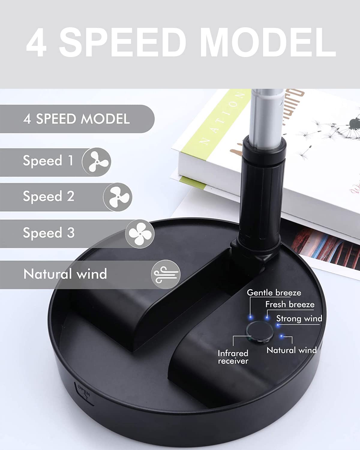 Un Unitedtime Desk Portable Fan, My Foldaway Travel Fan With Remote Control Timer, Battery Operated Or Usb Powered,Adjustable He