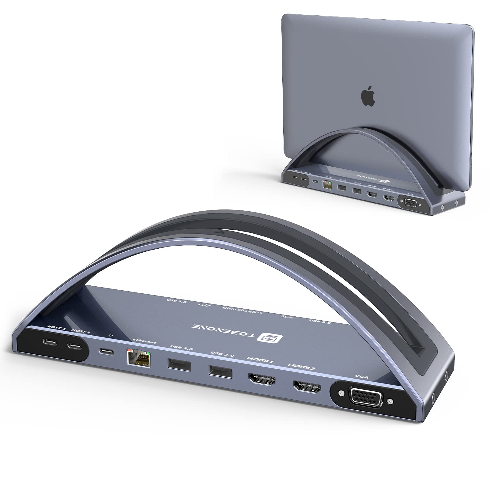 TobenONE USB C Docking Station Dual Monitor for MacBook Pro/Air, USB C Dock Dual HMDI, USB C Hub with 2 4K HDMI for Mac, Docking