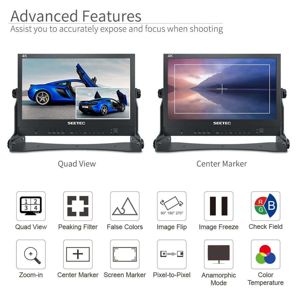 Seetec Atem156 15.6 Inch Live Streaming Broadcast Director Monitor With 4 Hdmi Input Output Quad Split Display For Atem Mini Pro