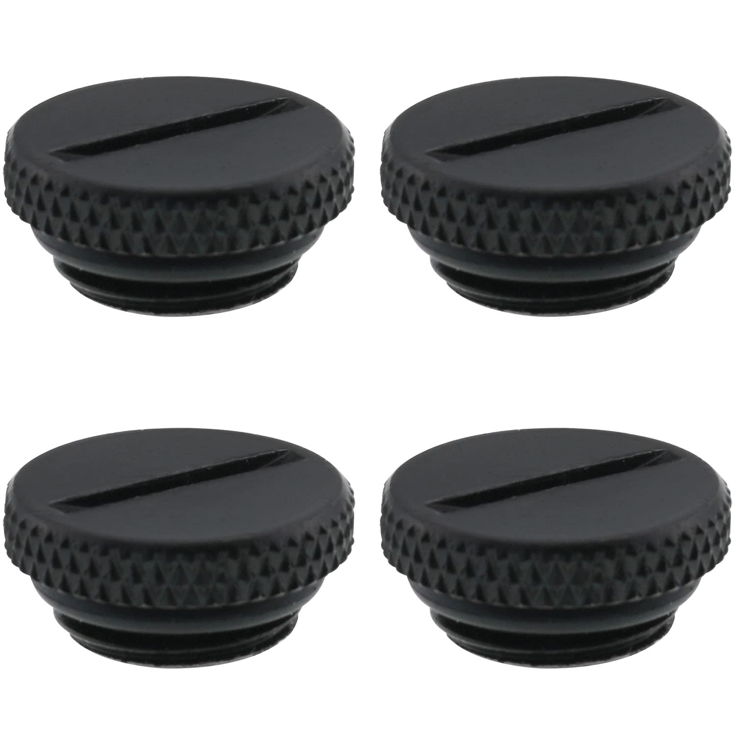 Mutai G1/4 Plug 4Pcs G1/4 Inch Water Stopper Black Brass Flat Plug Stop Fitting With O Ring For Pc Water Cooling Systems