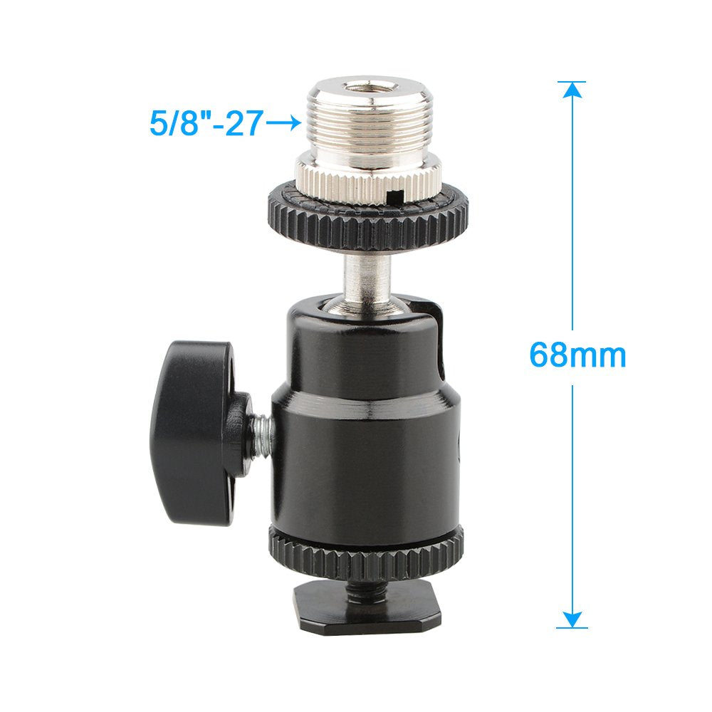 Camvate 5/8'' 27 Camera Accessory Mount To Cold Shoe With Mini Ball Head For Microphone Stand   1188