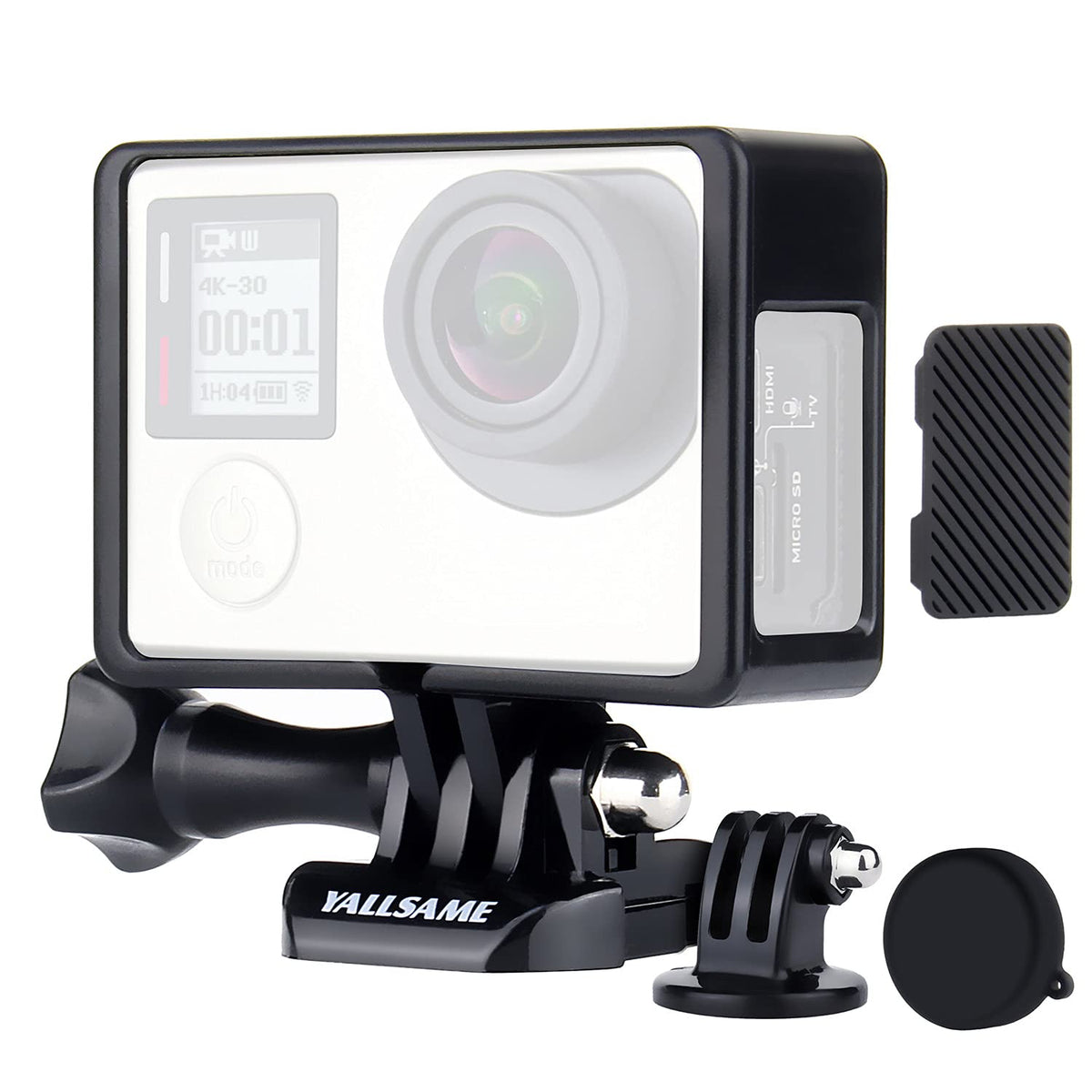 Yallsame Frame Mount Case For Gopro Hero 4 3 3+ With Lens Cap And Side Door Cap Protective Wire Connectable Skeleton Housing Cas