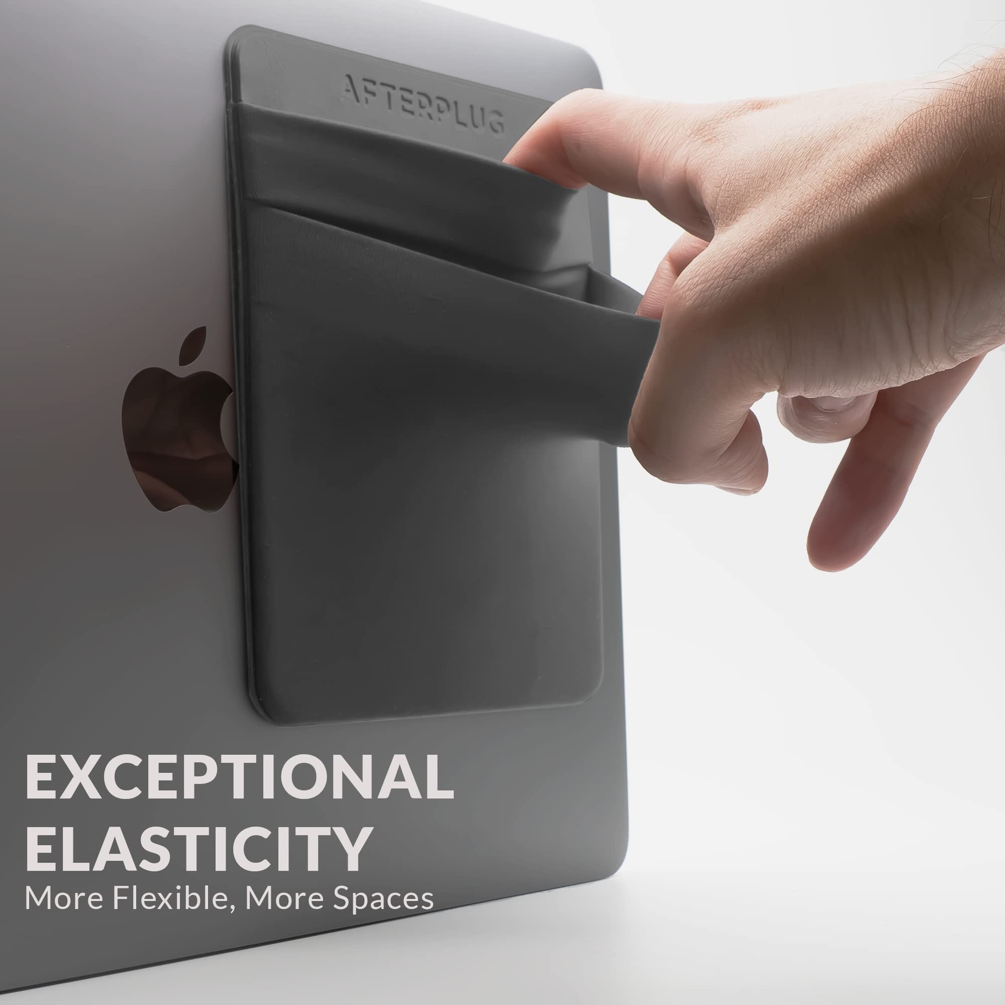 Afterplug 2 Pocket Adhesive Pouch For Laptop, Compatible With External 2.5' Hdd, Ssd, Magic Mouse, Usb Cable And More   Gray