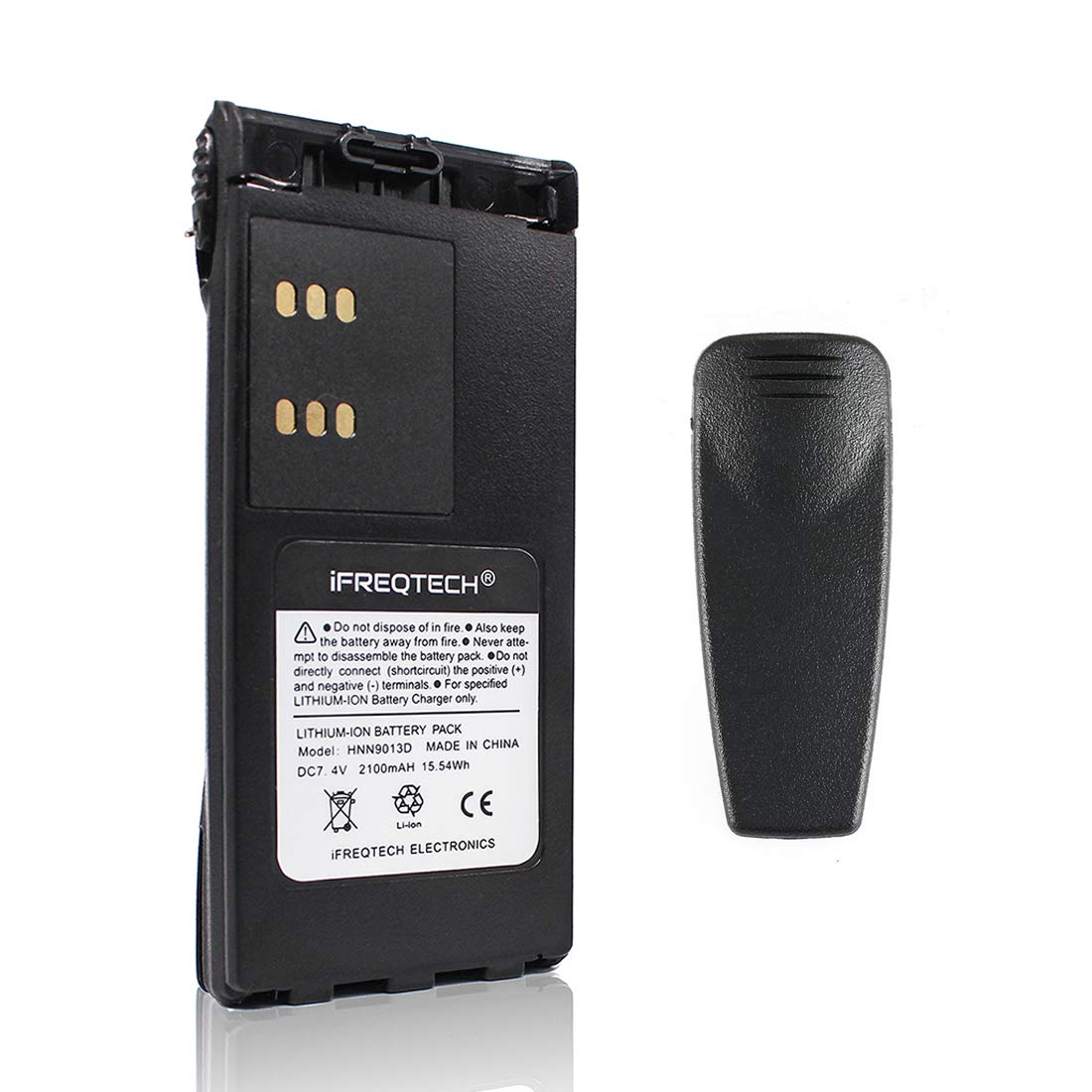 Ifreqtech Battery For Motorola Ht750 Ht1225 Ht1250 Ht1550 Hnn9013 Hnn9013D 2100Mah Li Ion Battery With Belt Clip