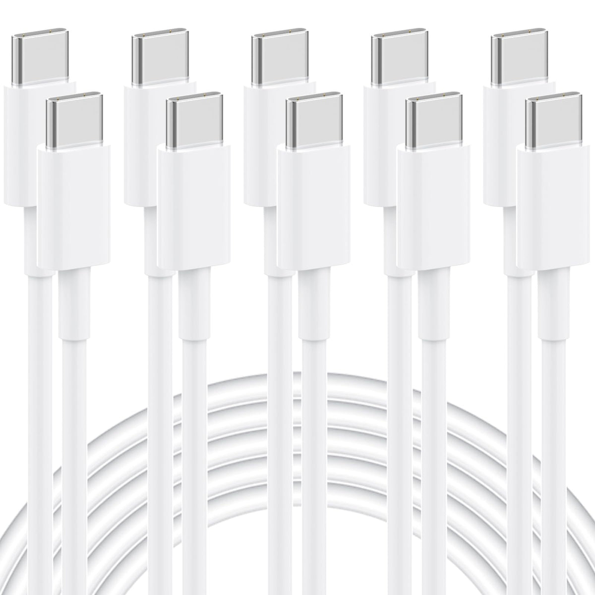 Usb C To Usb C Cable, 5 Pack 6Ft, 60W Fast Charging Power Delivery For Iphone 15/15 Pro/15 Plus/15 Pro Max, Ipad Mini 6/Pro 2021