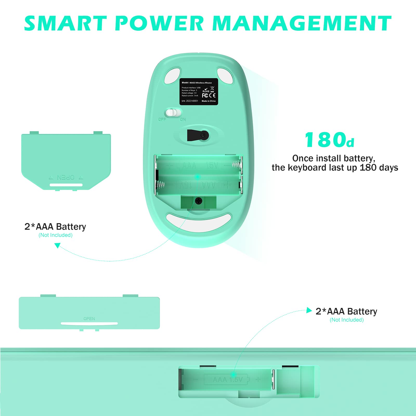 Powzan Wireless Keyboard And Mouse, Ultra Slim Compact Full Size Wireless Keyboard And Mouse Combo 2.4G Ultra Thin Sleek Design