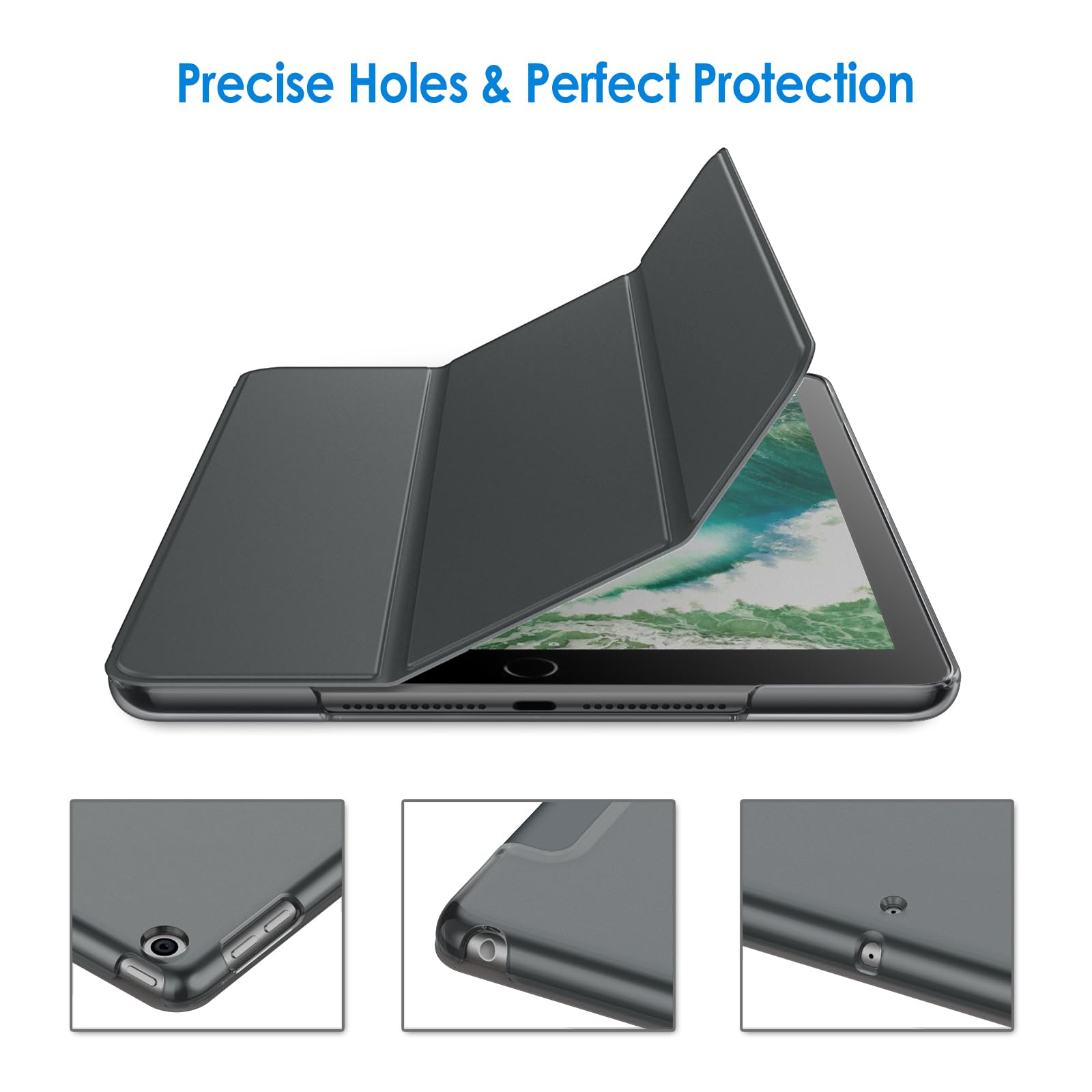 Jetech Case For Ipad (9.7-Inch, 2018/2017 Model, 6Th/5Th Generation), Smart Cover Auto Wake/Sleep (Space Gray)