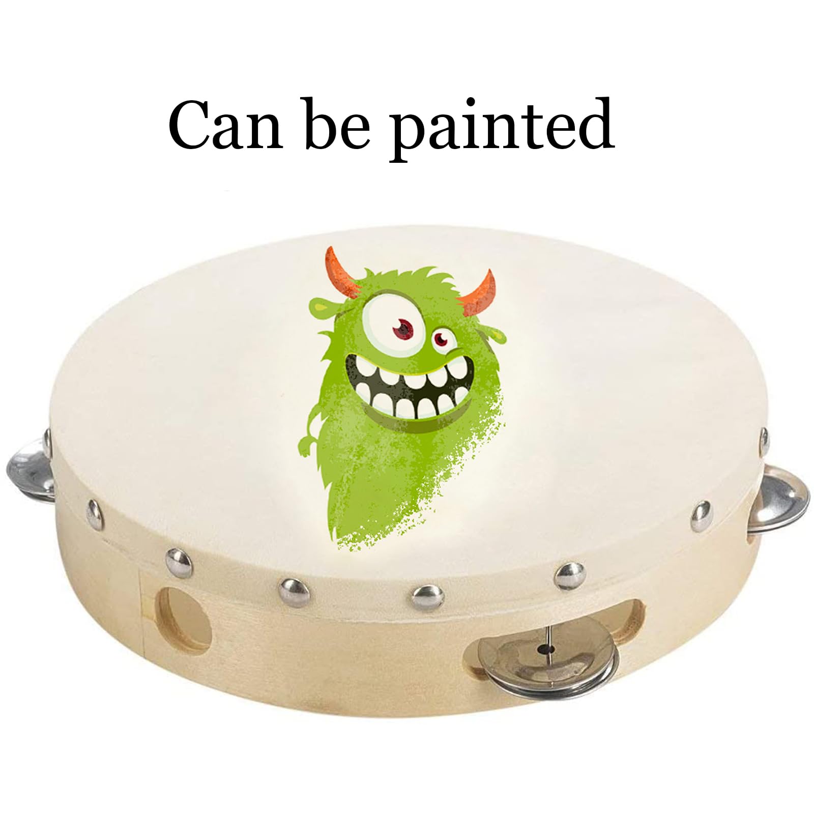 Tosnail 8 Wood Handheld Tambourine - Single Row 5 Pairs Jingles