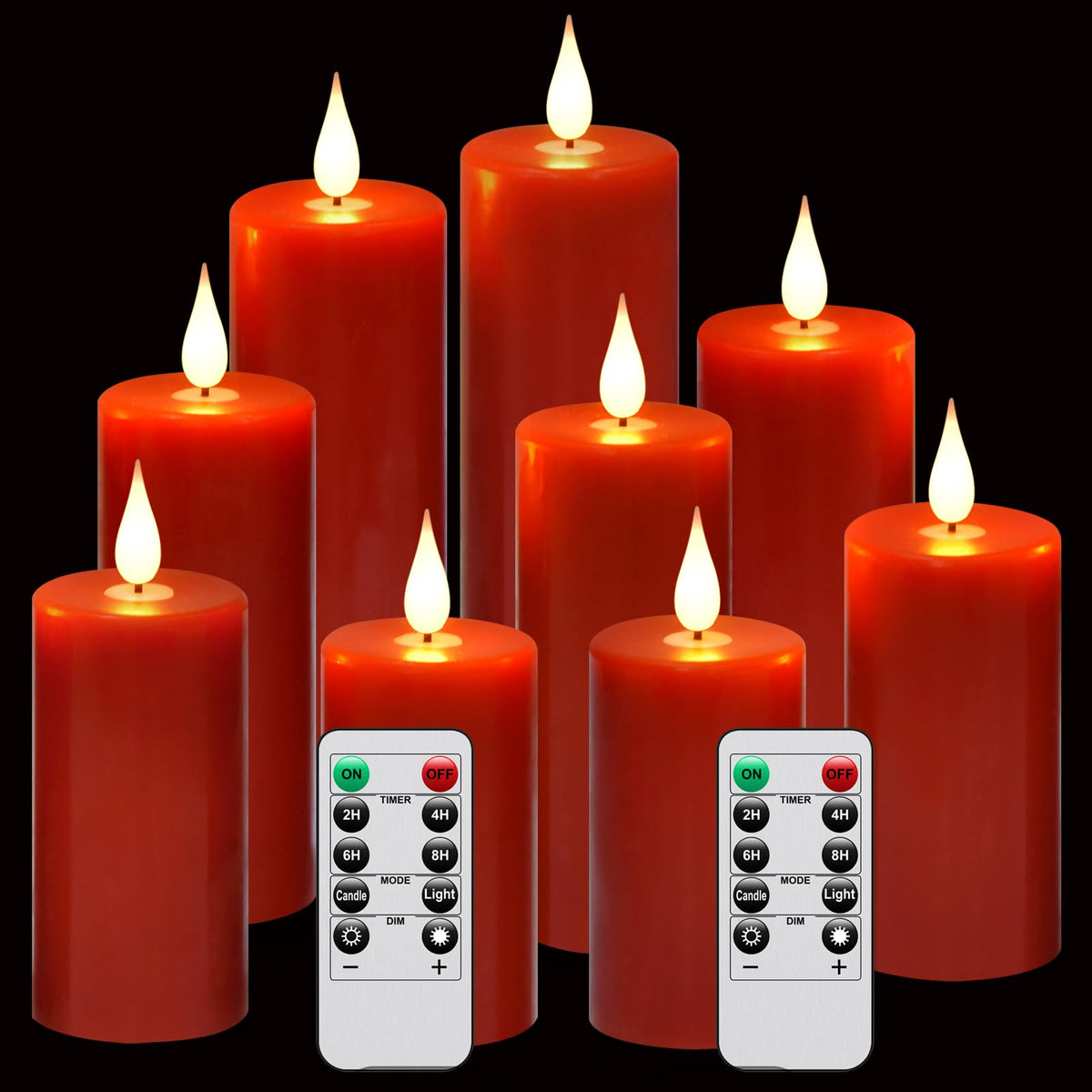 Flameless Flickering Battery Operated Candles 9Pack Real Wax Pillar Led Candles With 10-Key Remote Control And 24 Hours Timer Fo