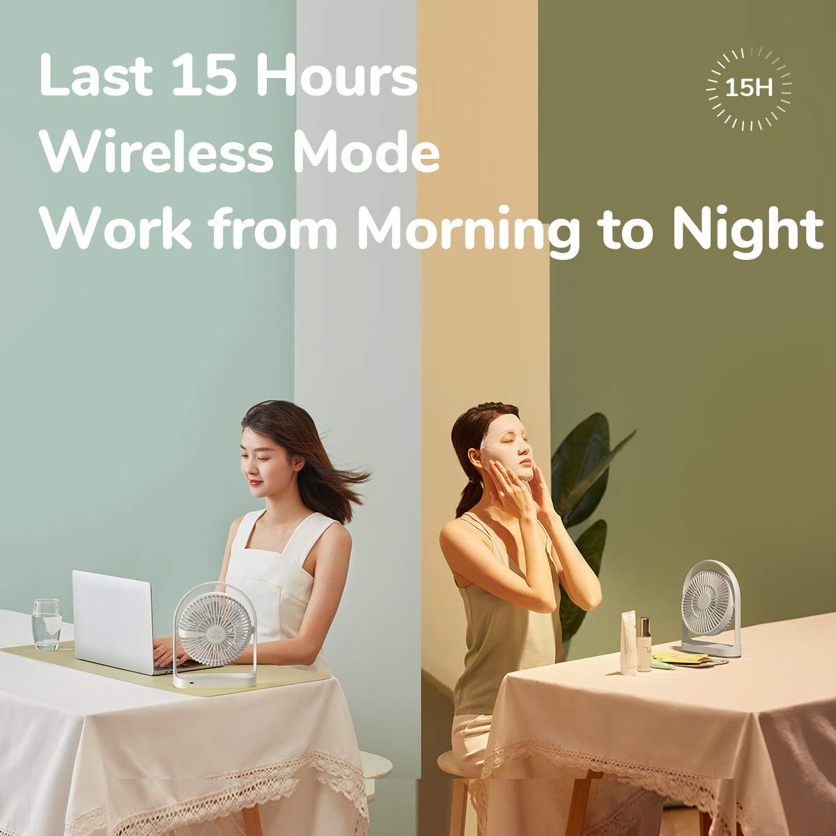 Jisulife Desk Fan, Small Portable Battery Operated Desktop Fan With 4 Speeds, Max 15 Hrs, Strong Airflow, Ultra Quiet, 4000Mah U