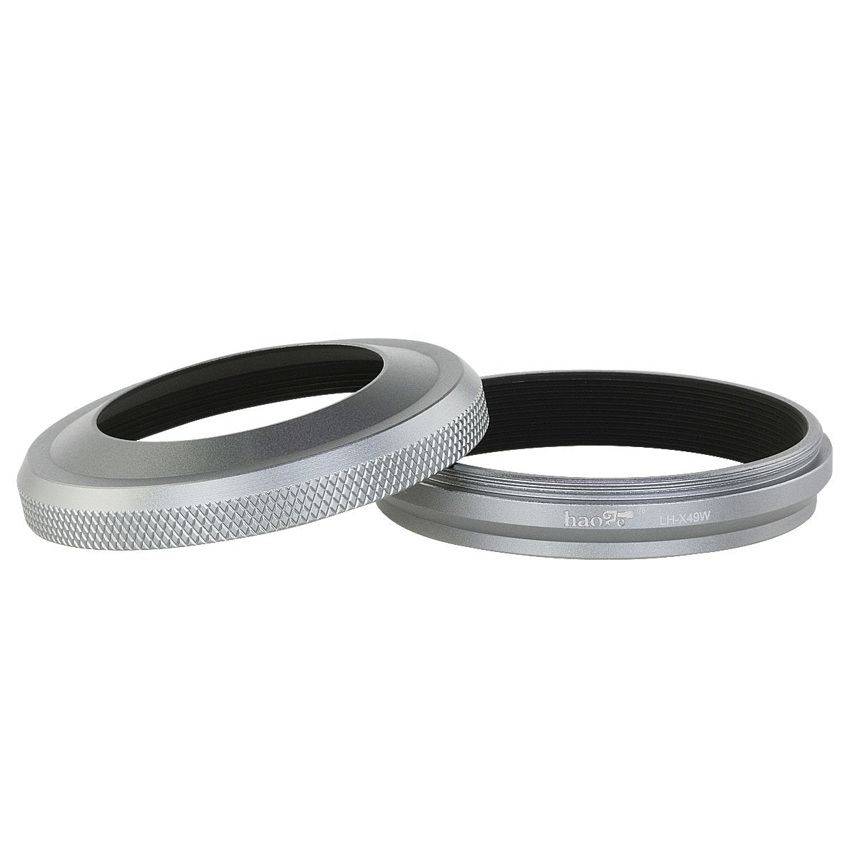 Haoge Lh X49W 2In1 All Metal Ultra Thin Lens Hood With Adapter Ring Set For Fuji Fujifilm Finepix X70 X100 X100S X100T X100F Silver Replaces Fujifilm Lh X100 Ar X100 Lh X70