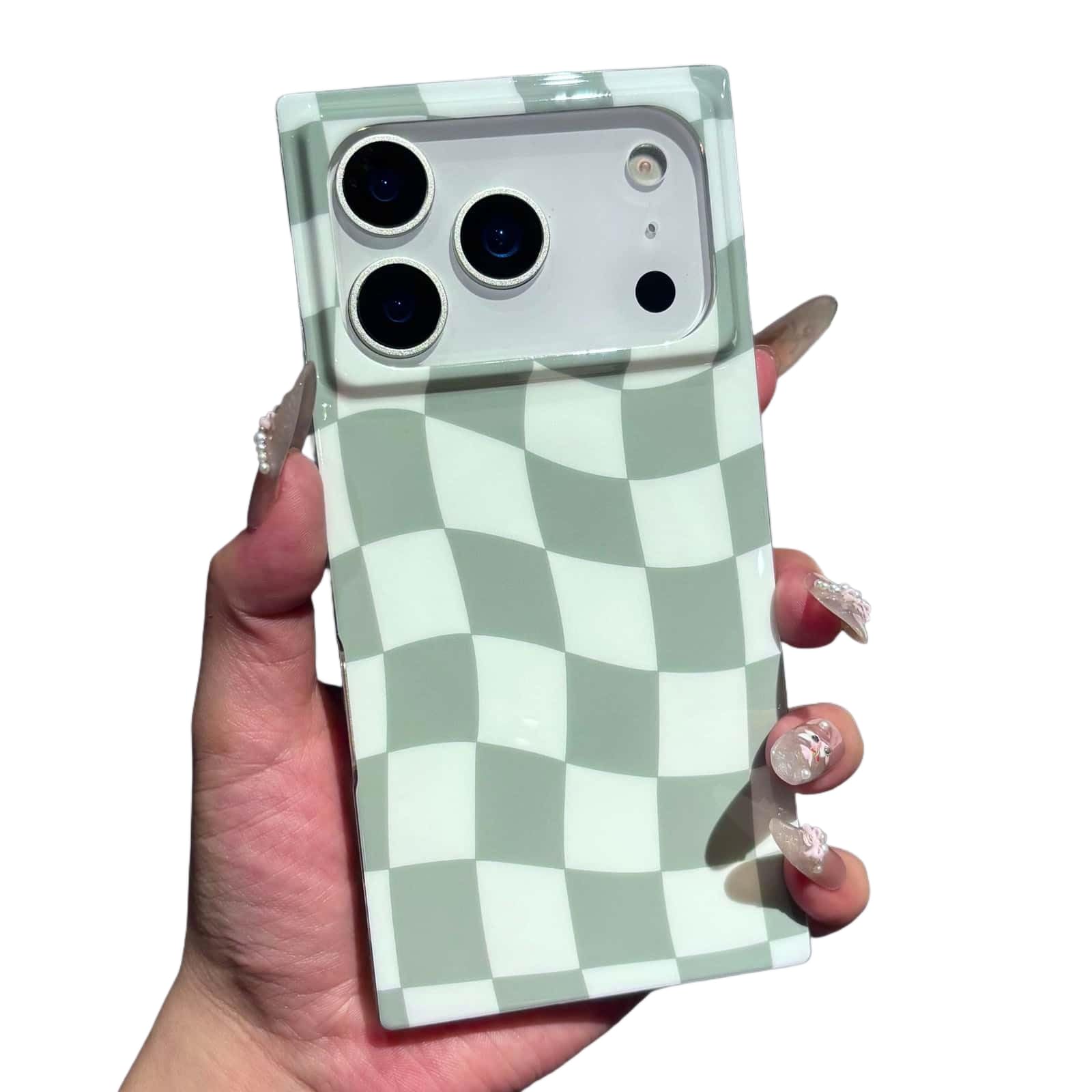 RoyMonkey Checkered Magnetic Phone Case for iPhone 13 Pro Max & iPhone 12 Pro Max Compatible with Magsafe - Trendy Rectangular C