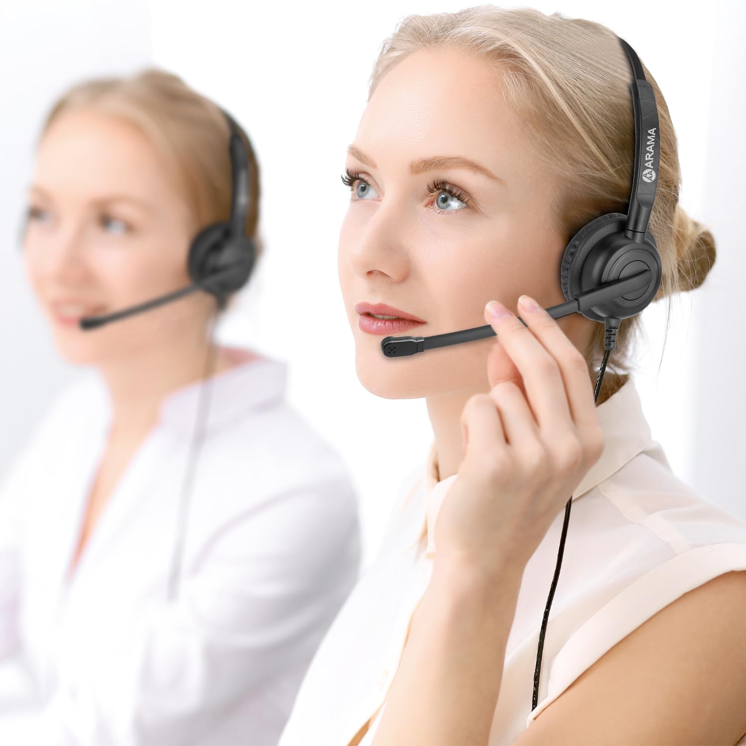 Arama Headset With Microphone For Pc, Usb Headset With Noise Canceling Microphone For Laptop, Wired Computer Headset With Mute For Home Office Online Class Skype Zoom Meetings