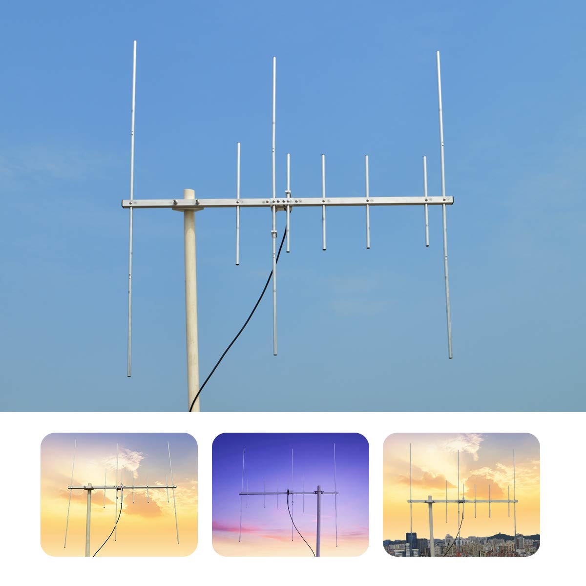 Twayrdio Yagi Ham Radio Antenna,Dual Band 2M 70Cm Vhf Uhf Yagi,High Gain 8 Elements Gmrs Vertical Base Antenna For Repeater Syst