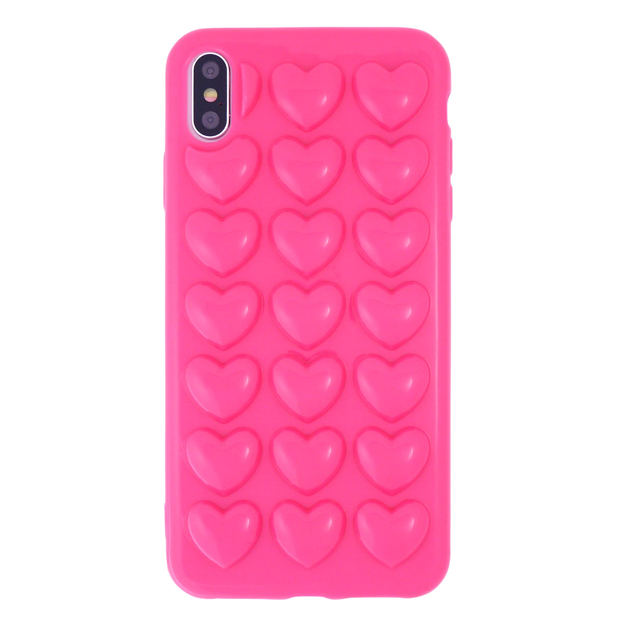 DMaos for iPhone X/iPhone Xs Case for Women, 3D Pop Bubble Heart Kawaii Gel Cover, Cute Girly for iPhone 10 10s 5.8 inch - Hot P
