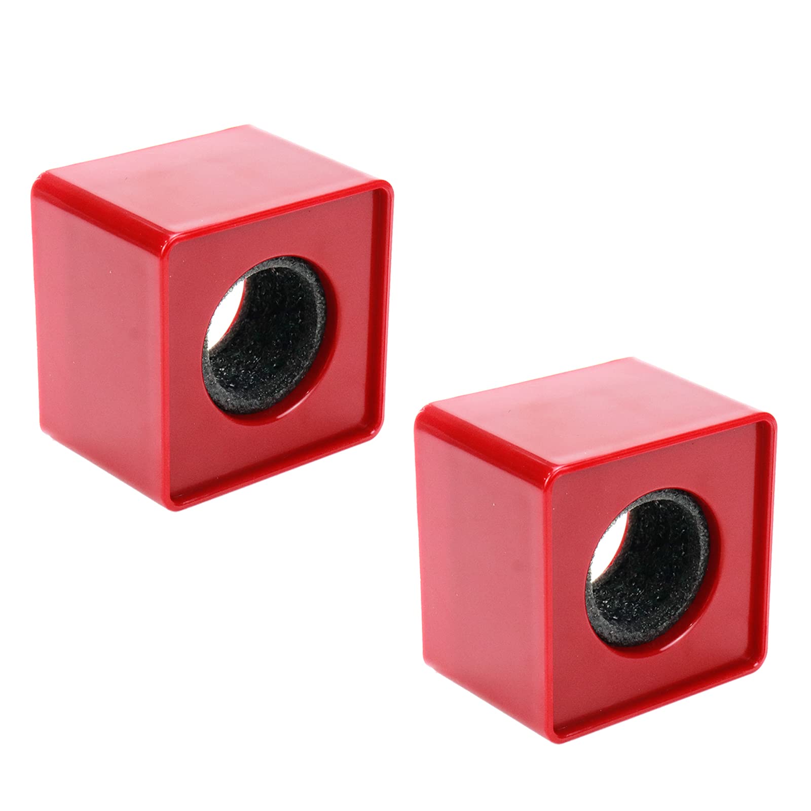Dahszhi 2Pcs Cube Microphone Stands,Microphone Square Interview Logo Flag Station,Red