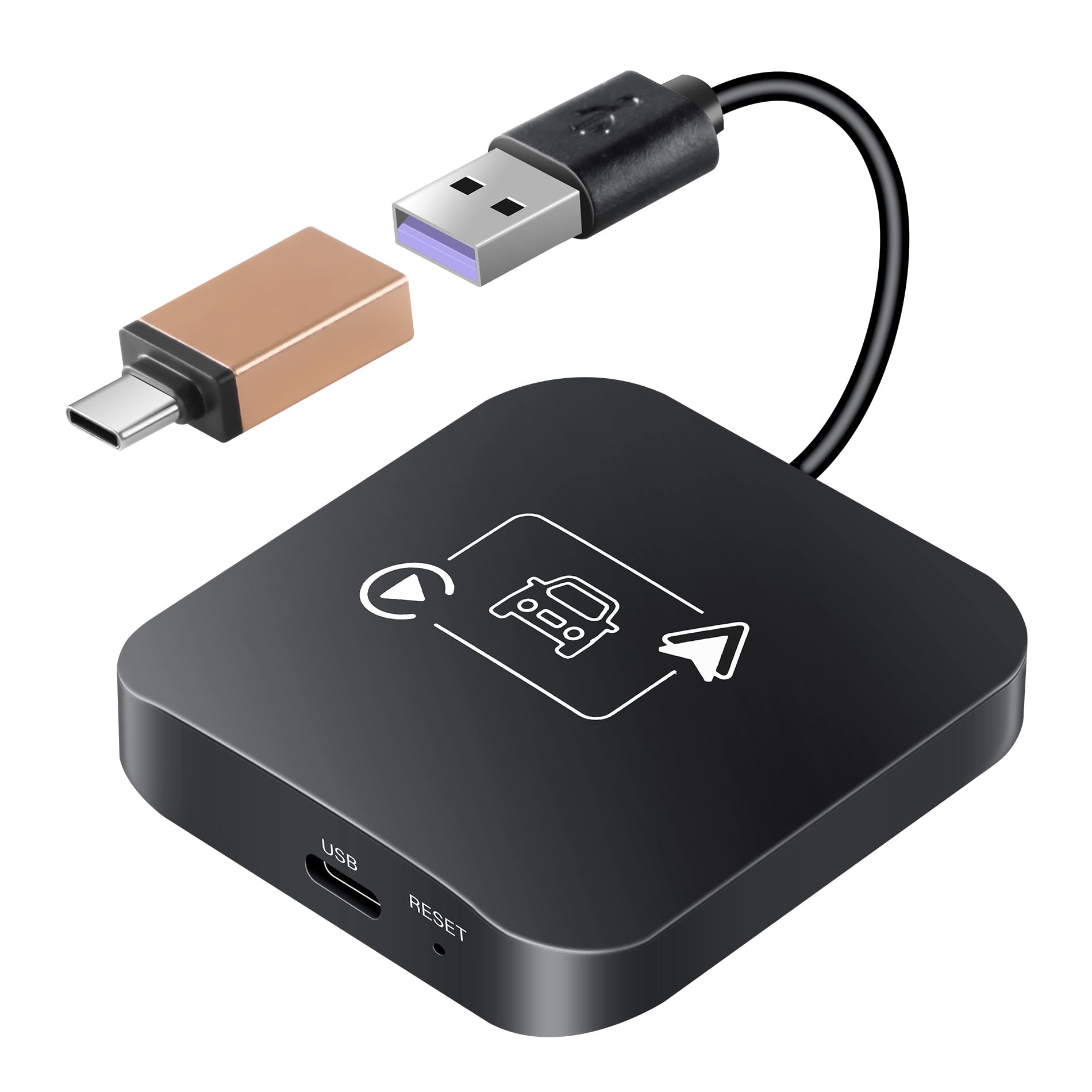 Car Play Wireless Adapter 2 In 1 Apple Carplay Adapter Plug&Play Usb Converter Carplay Dongle Bt Transmitter/Aux Compatible All