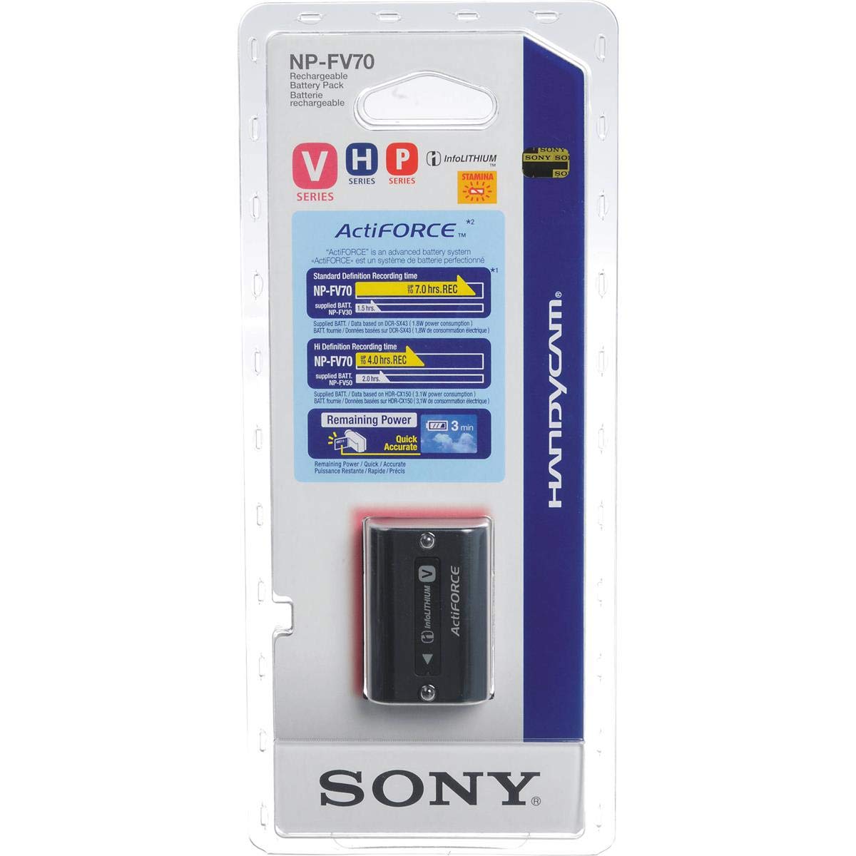 Sony NP FV70A V Series Rechargeable Digital Camera Battery Pack, Black