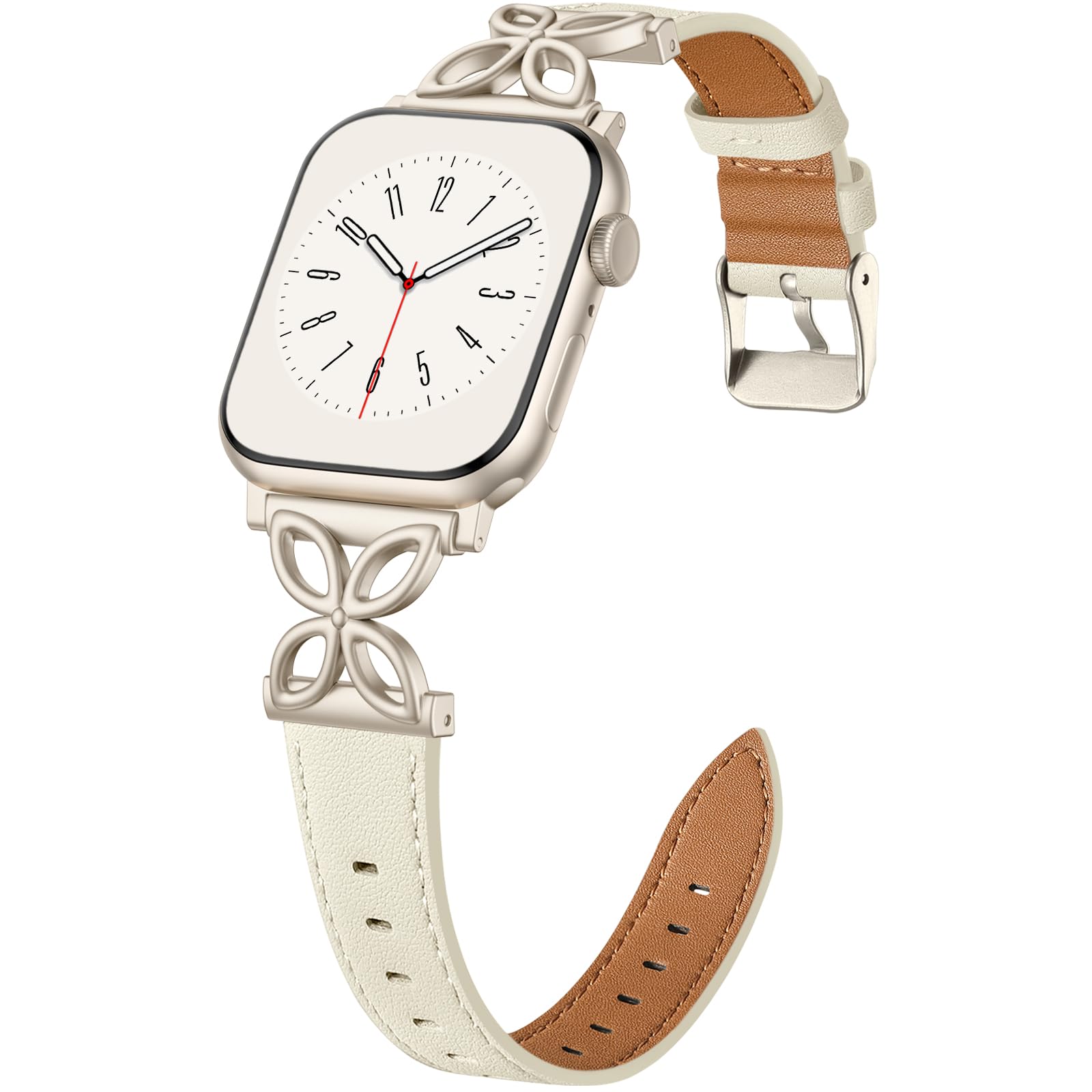 SNBLK Slim Women Band Compatible with Apple Watch Bands 40mm 41mm 42mm 44mm 46mm 49mm 38mm 45mm, Floral Dressy Top Grain Leather