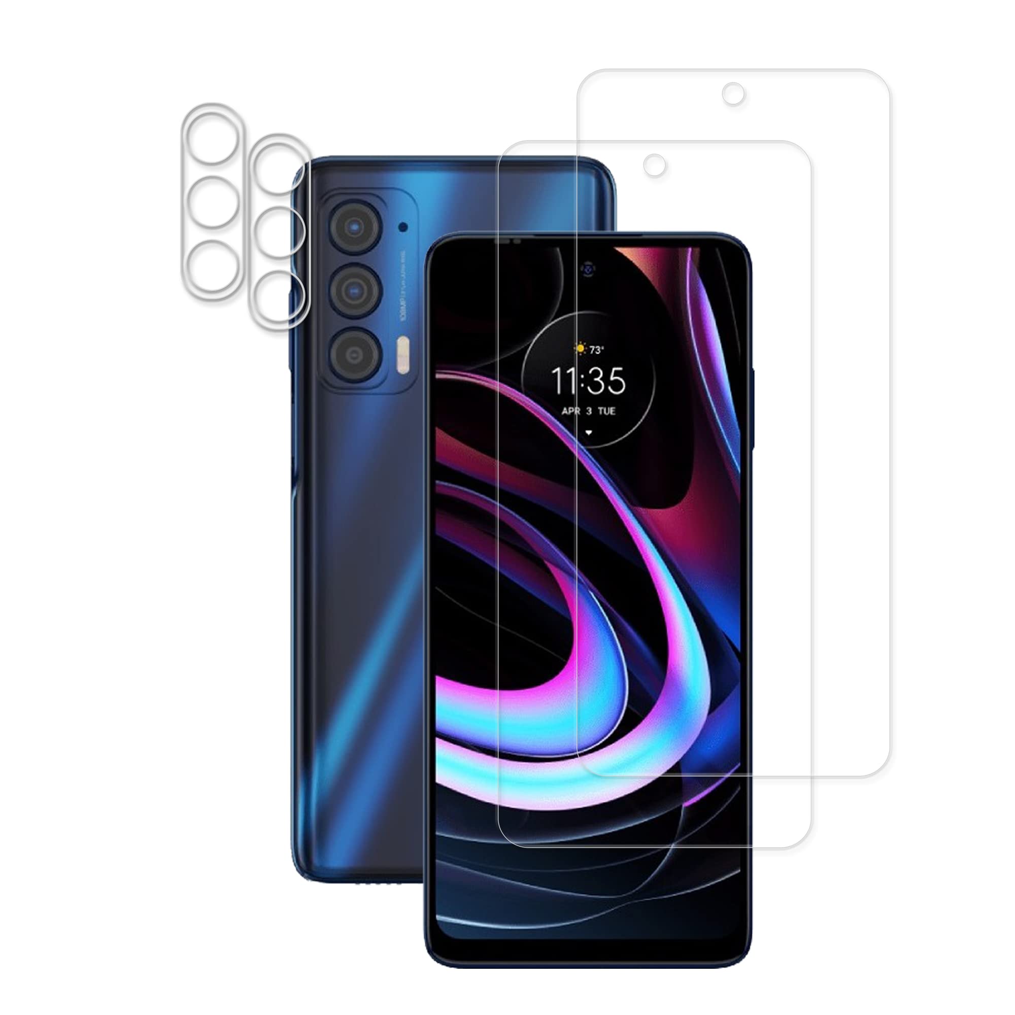 Hkkais [2+2 Pack] Glass Screen Protector Compatible For Motorola Moto Edge 2021 / Moto Edge 5G Uw 2021 Tempered Glass Camera Len