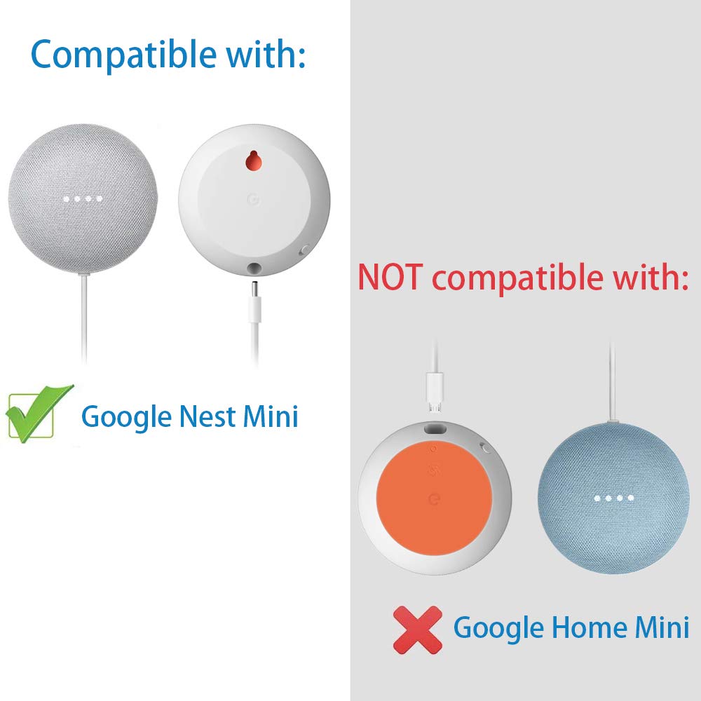 Caremoo Google Nest Mini Wall Mount Holder, Space Saving Design Outlet Mount, Perfect Cord Management For Google Nest Mini 2Nd G