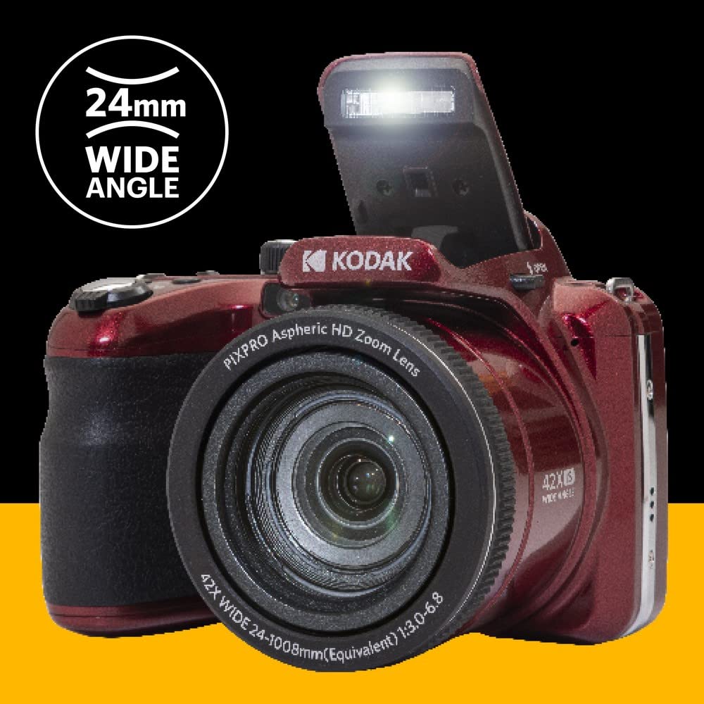 Kodak Pixpro Az425-Rd 20Mp Digital Camera 42X Optical Zoom 24Mm Wide Angle 1080P Full Hd Video Optical Image Stabilization Li-Io