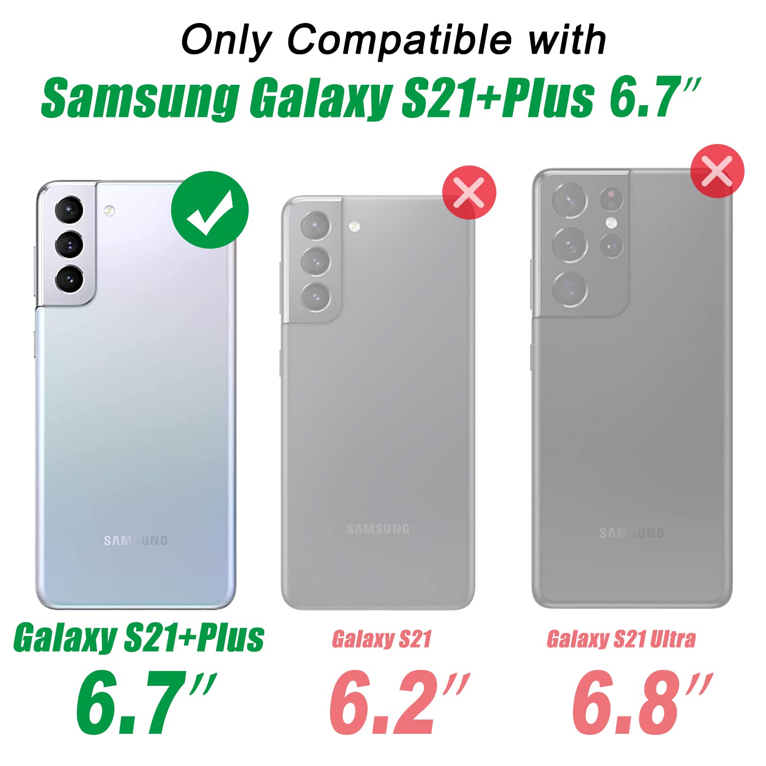 Ikazz For Galaxy S21 Plus Case,Military Grade Shockproof Heavy Duty Protective Phone Cover Pass 16Ft Drop Test With Magnetic Kic