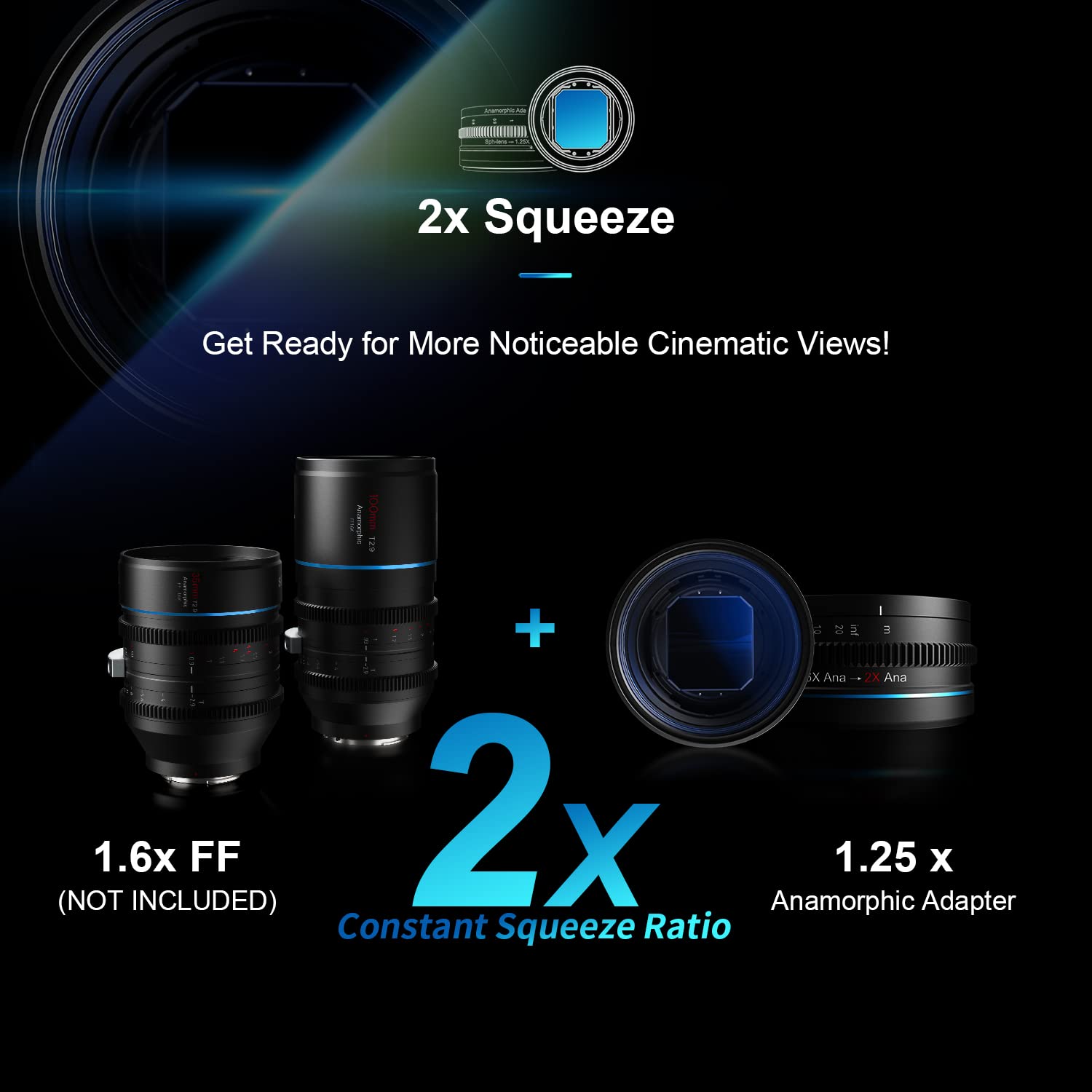 Sirui T2.9 1.25X Anamorphic Adapter With 82Mm Rear Thread Only For Sirui Venus Series Lenses