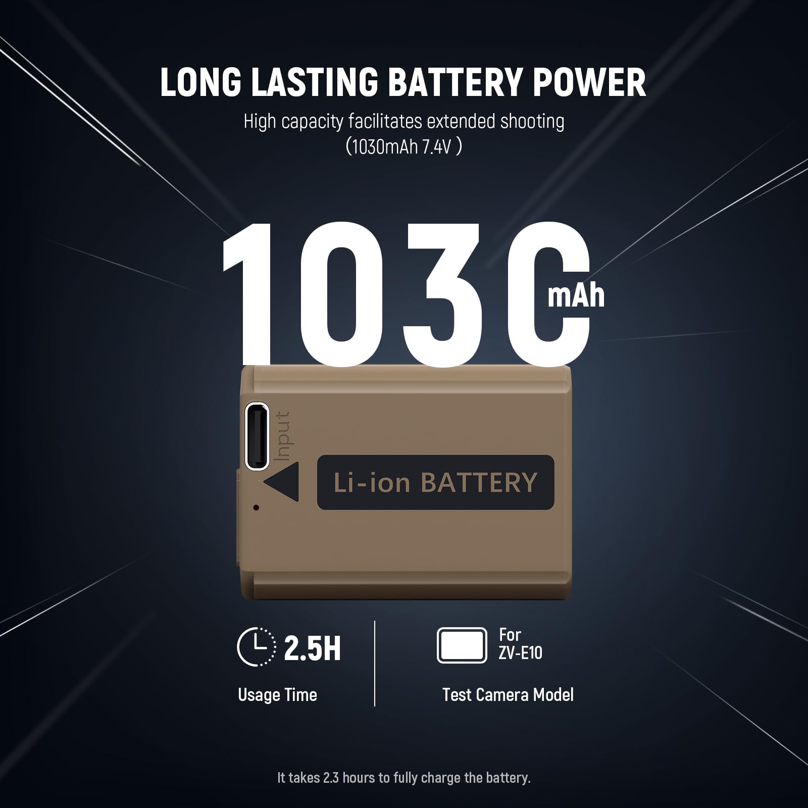 Neewer Replacement Battery NP-FW50 1030mAh with USB-C Quick Charge for Sony ZV-E10 A6000 A7 Series Cameras