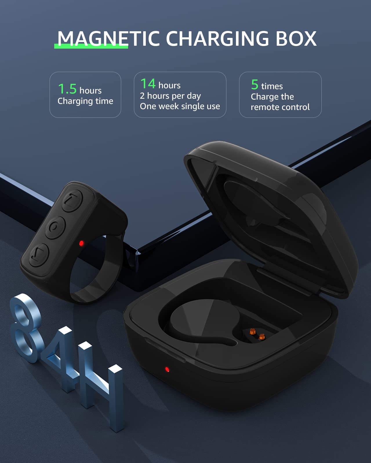 Fingertip Bluetooth Remote Control Tik Tok Wireless Page Turner Tyuobox Camera Remote Shutter Selfie Button Controller With Charging Case For Iphone Android Ipad Cell Phone (Black)