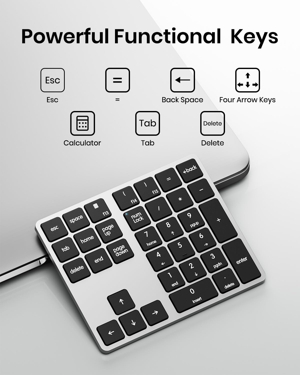 Kisnt Wired Usb C Number Pad, 34 Key Numeric Keypad Slim Type C Numpad Portable 10 Key Usb Keypad For Laptop, Apple Mac Imac Mac