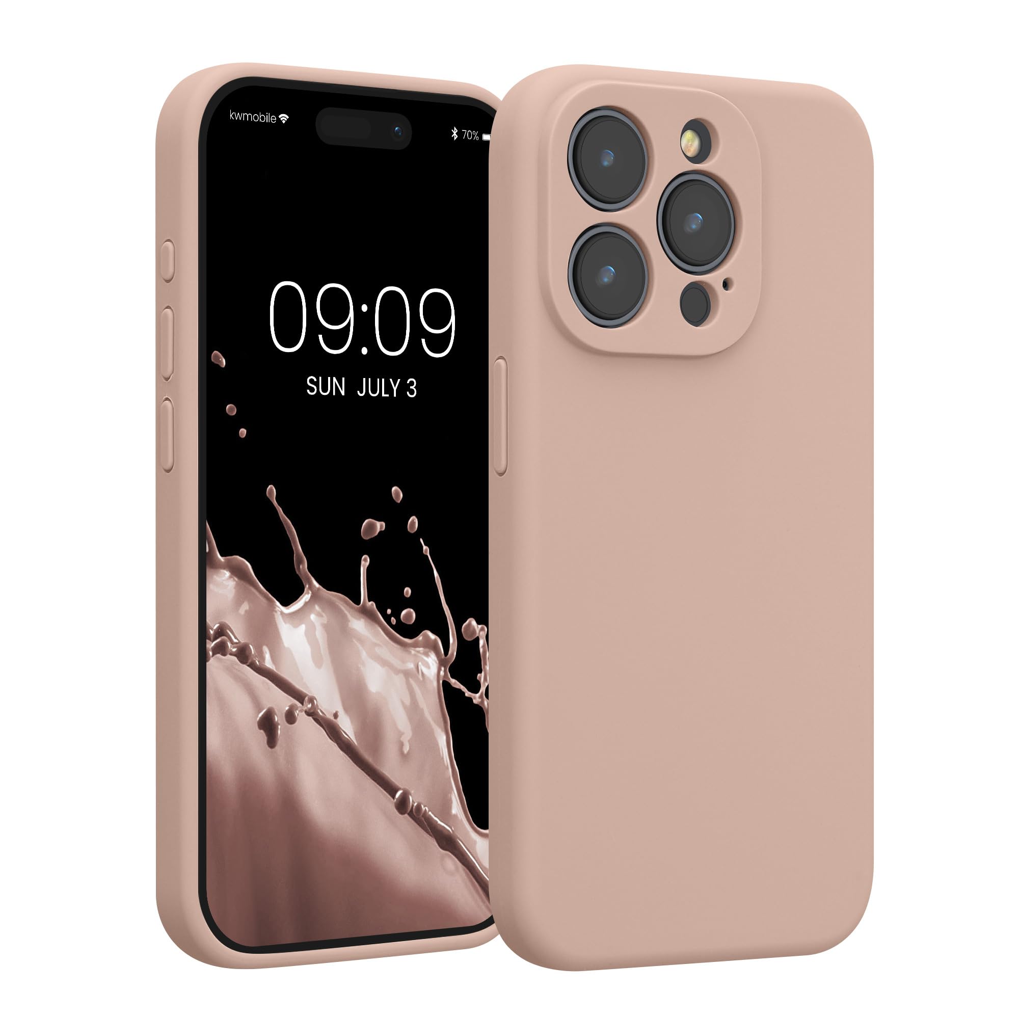 kwmobile Case Compatible with Apple iPhone 15 Pro Case - Slim TPU Silicone Phone Cover - Soft Touch Finish - Dusty Pink