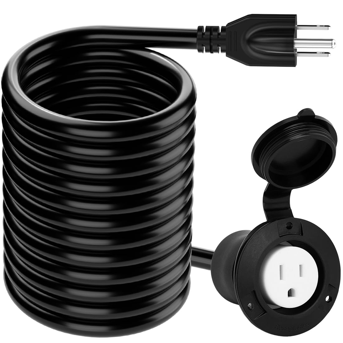 10Ft Waterproof 15Amp 125V Outdoor Power Outlet Male To Female Extension Cord, Sjtv 14Awg, Nema 5 15R 15A Outlet Extension Cord