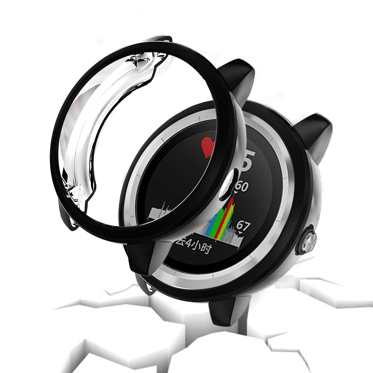 Compatible For Garmin Vivoactive 3 Protector Case,Jzk Soft Tpu Plated Screen Protector Cover All Around Protective Screen Bumper