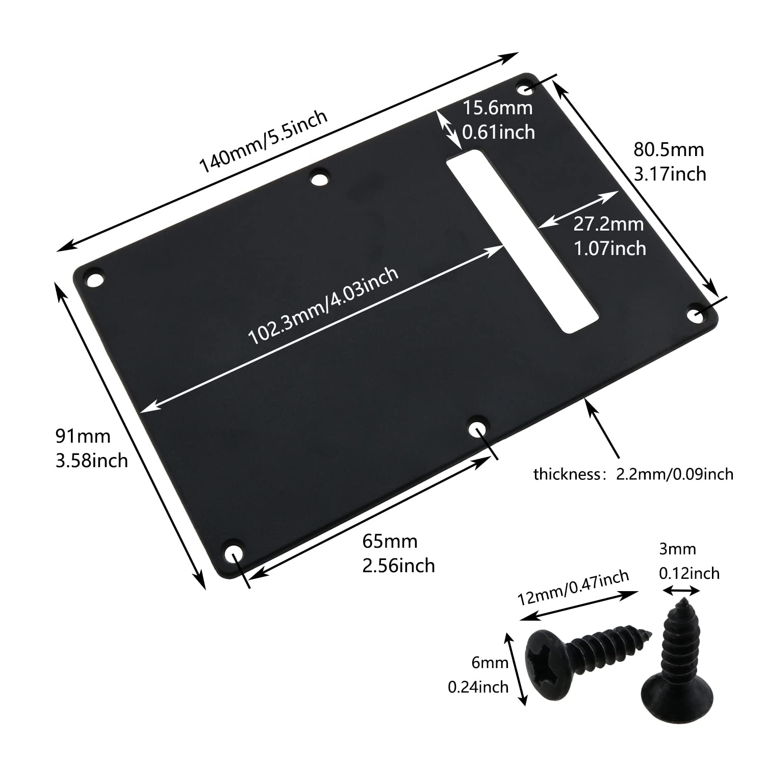 Guitar Backplate Luorng 1Set Black Electric Guitar Back Plate, Electric Guitar Neck Plate, Cavity Tremolo Cover Pick Guard With