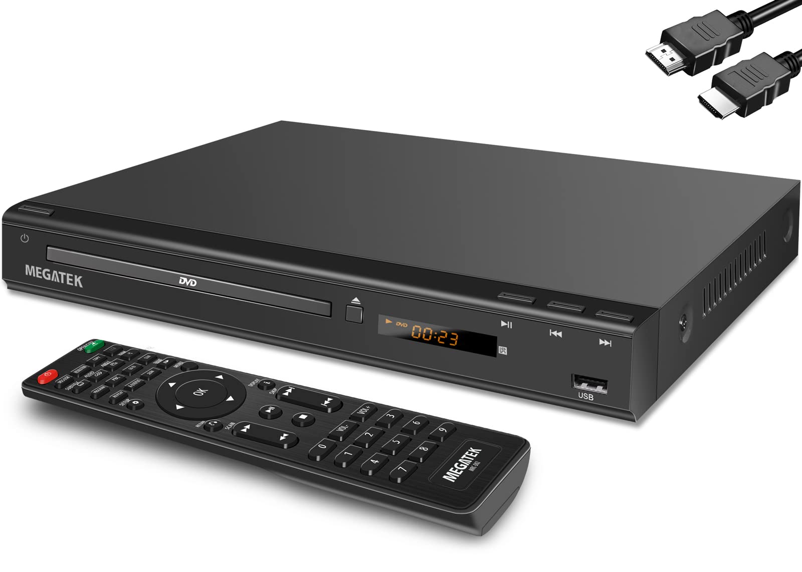 Megatek Region Free Dvd Player For Tv With Hdmi, Cd Player For Home, Plays All Regions And Formats, Usb Port, Durable Metal Casi