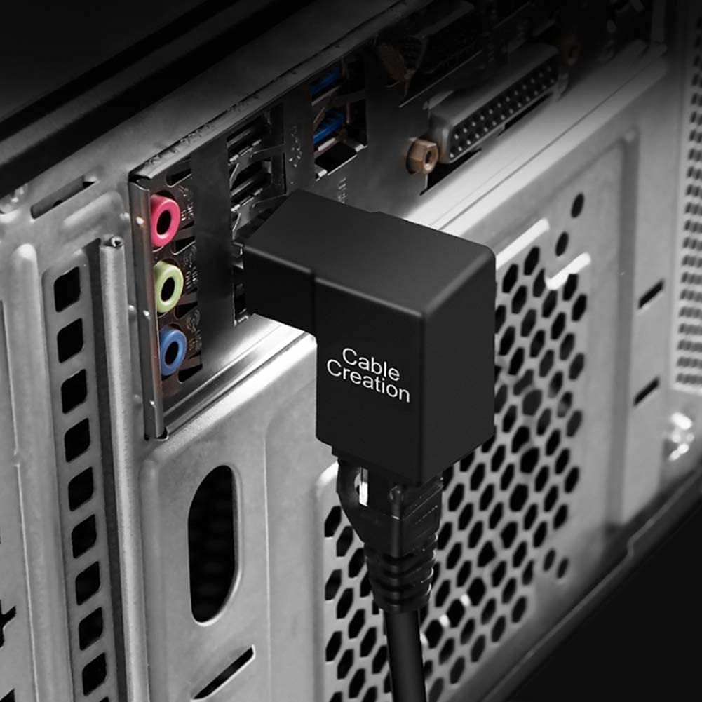 Cablecreation 2 Pack Ethernet Adapter, Cat5E/Cat6 Up Angle Ethernet Adapter, 90 Degree And 270 Degree Rj45/8P8C Ethernet Female