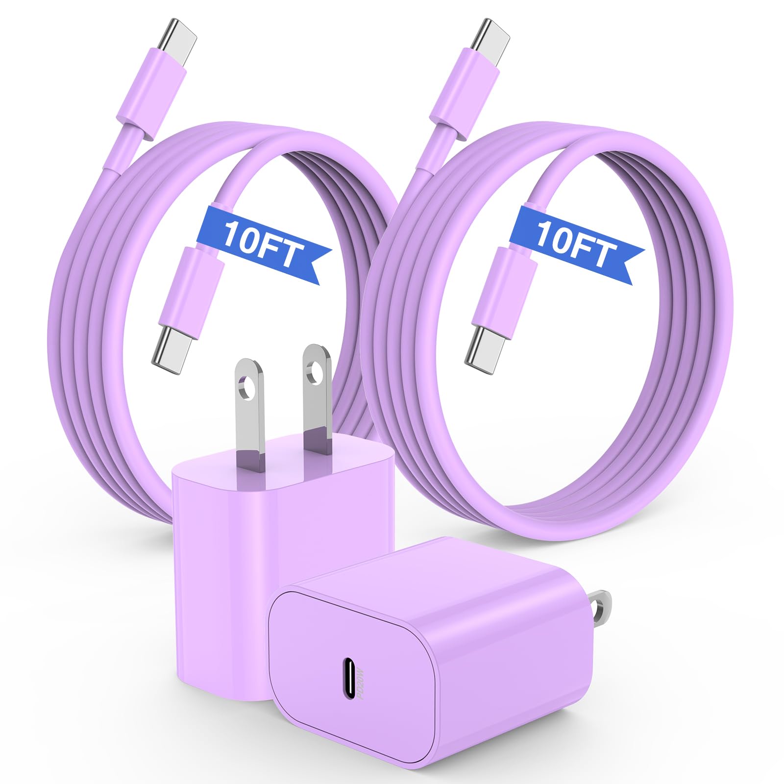 Iphone 15 16 Charger, 20W Usb C Fast Charging Block And 10Ft Type C To C Cable Cord Long For Apple Iphone 15 Plus/15 Pro Max/16