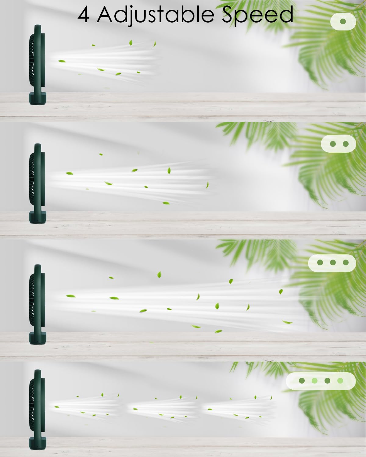 Acemining Fan, Silent Fans & Cooling, Rechargeable Fans, Desk Fan With 4 Speed, Usb Fan With Night Light, 330 Rotation Electric