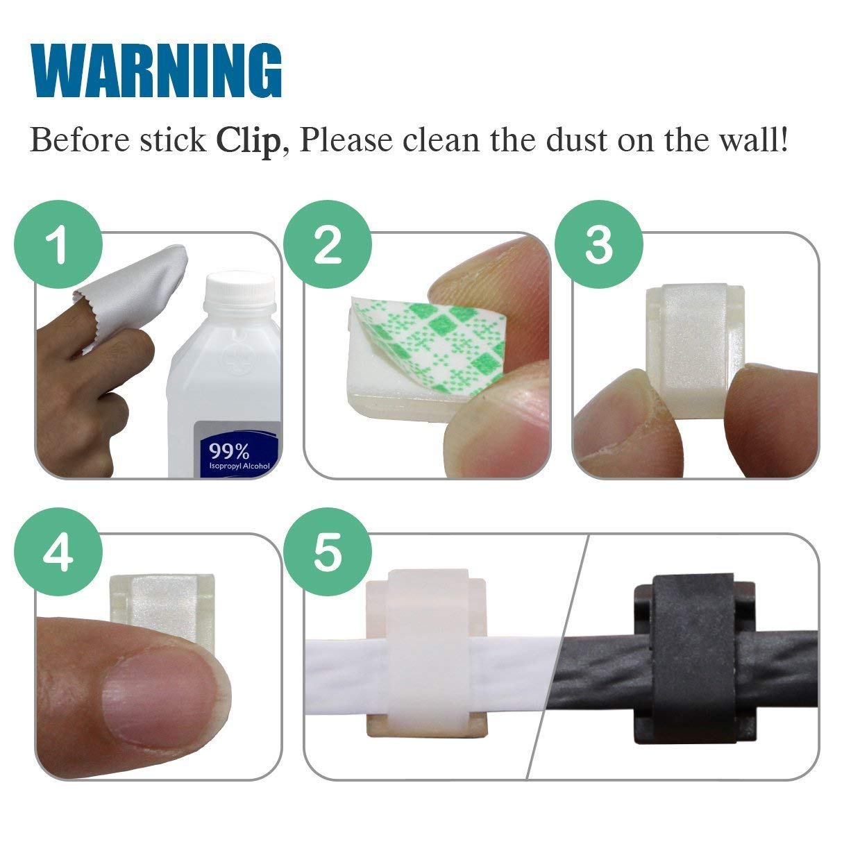 Cable Clips Adhesive Cable Clips Ethernet Cable Clips Wire Holder System 100 Pcs White For Car, Office, Desk Accessories, Home,